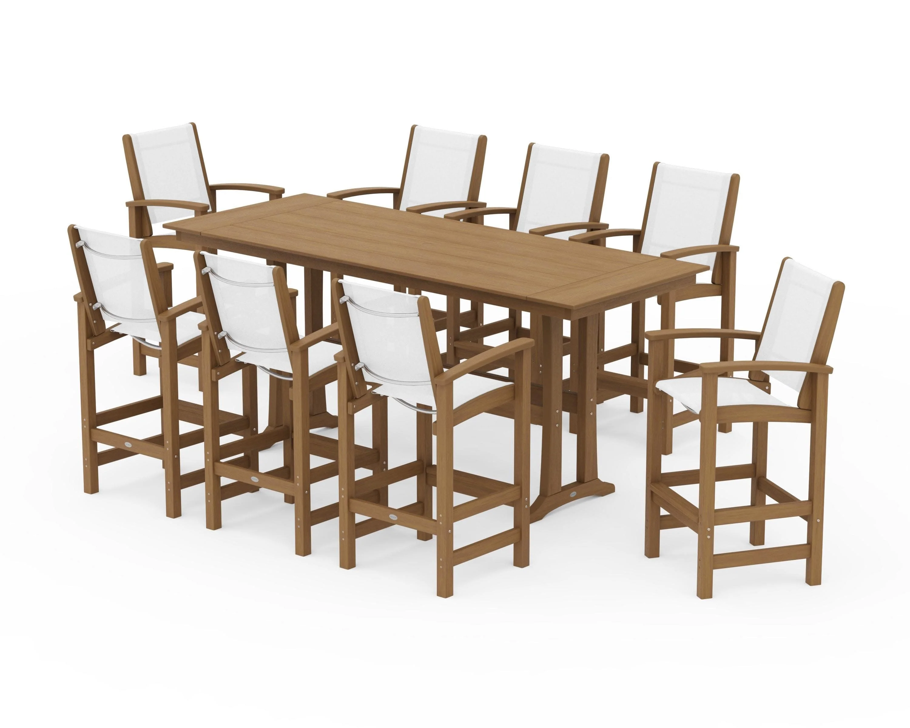 Coastal 9-Piece Farmhouse Bar Set with Trestle Legs - Image 156