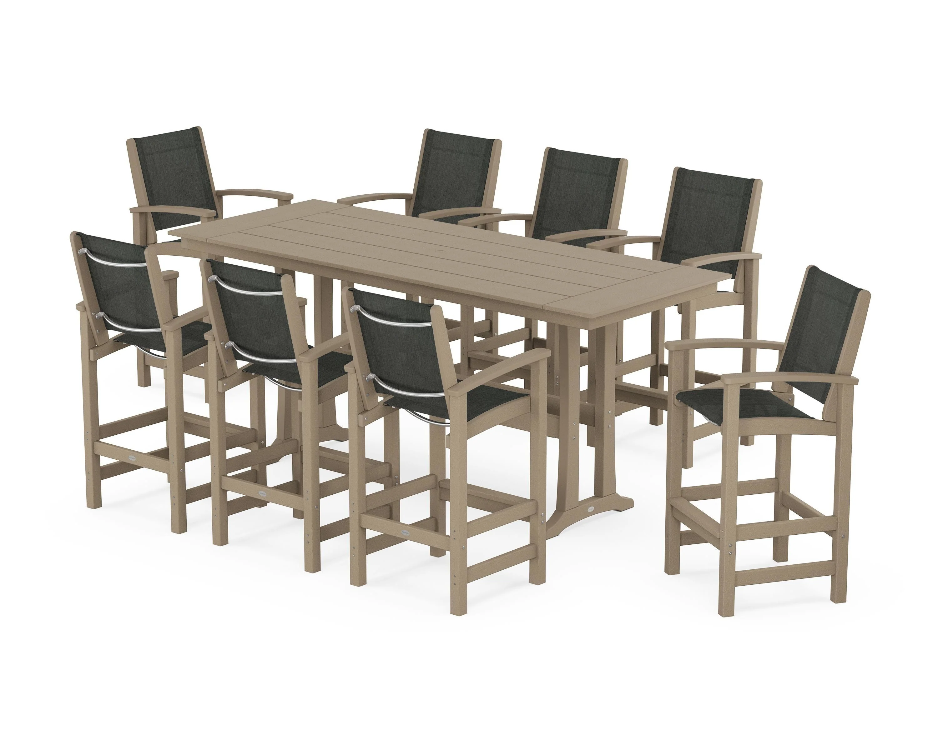 Coastal 9-Piece Farmhouse Bar Set with Trestle Legs - Image 16