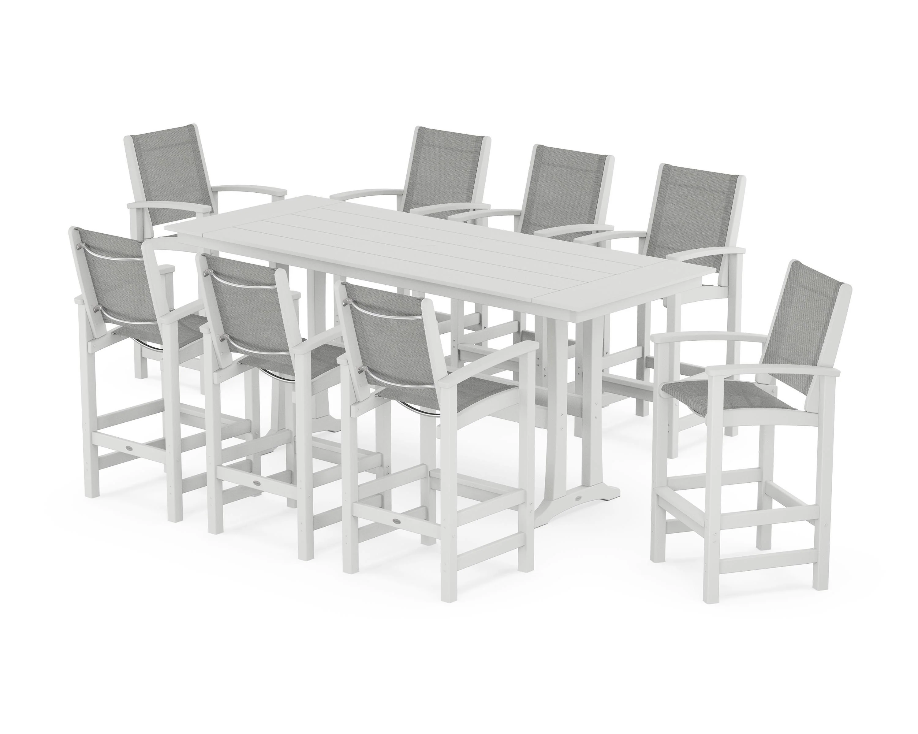 Coastal 9-Piece Farmhouse Bar Set with Trestle Legs - Image 18