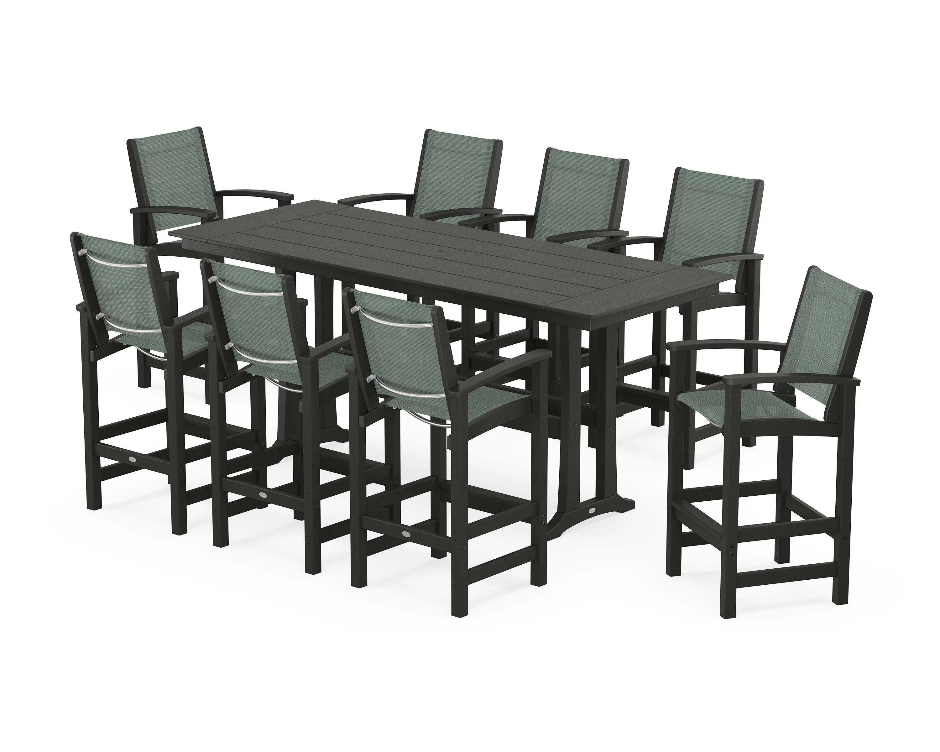 Coastal 9-Piece Farmhouse Bar Set with Trestle Legs - Image 19