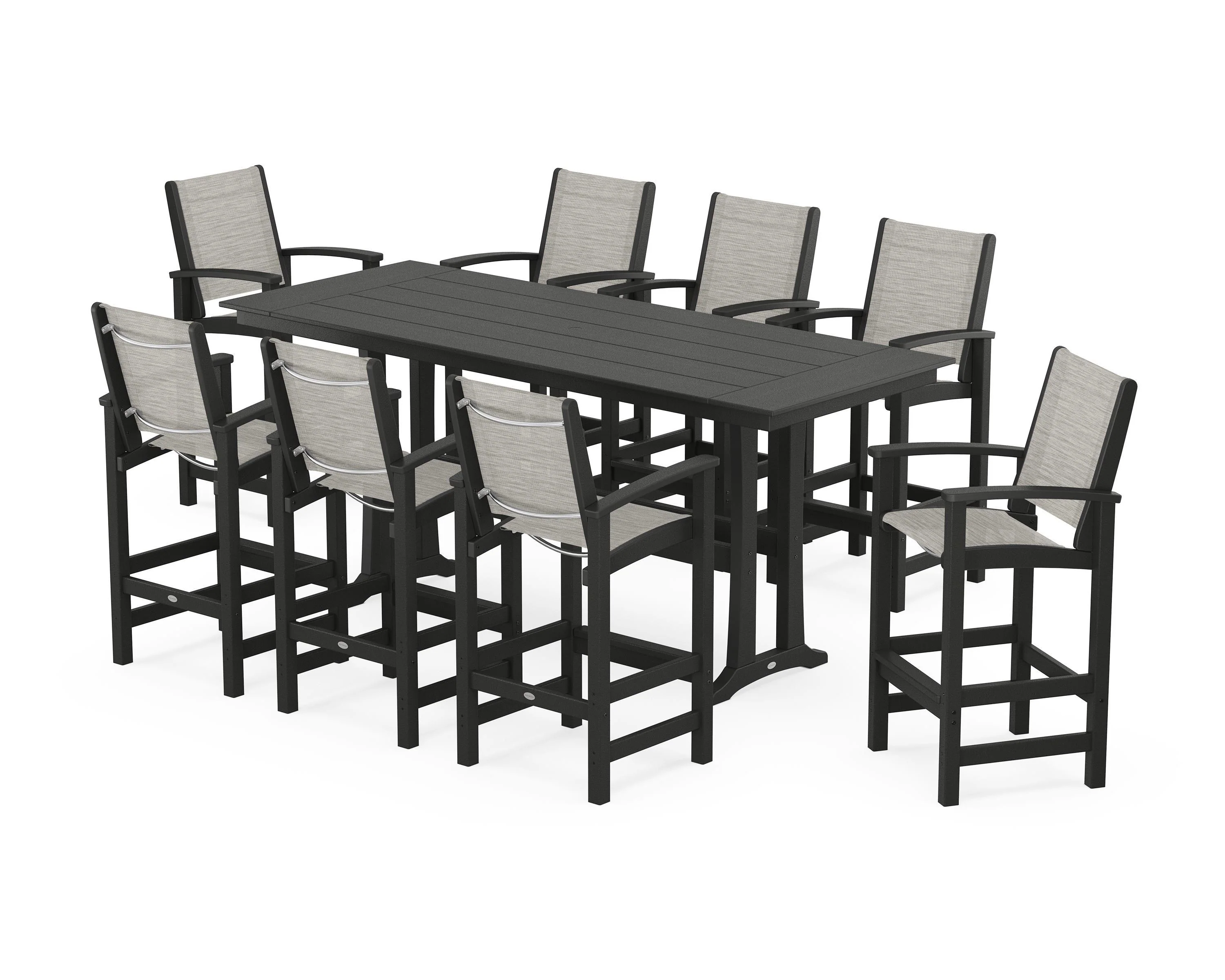 Coastal 9-Piece Farmhouse Bar Set with Trestle Legs - Image 20