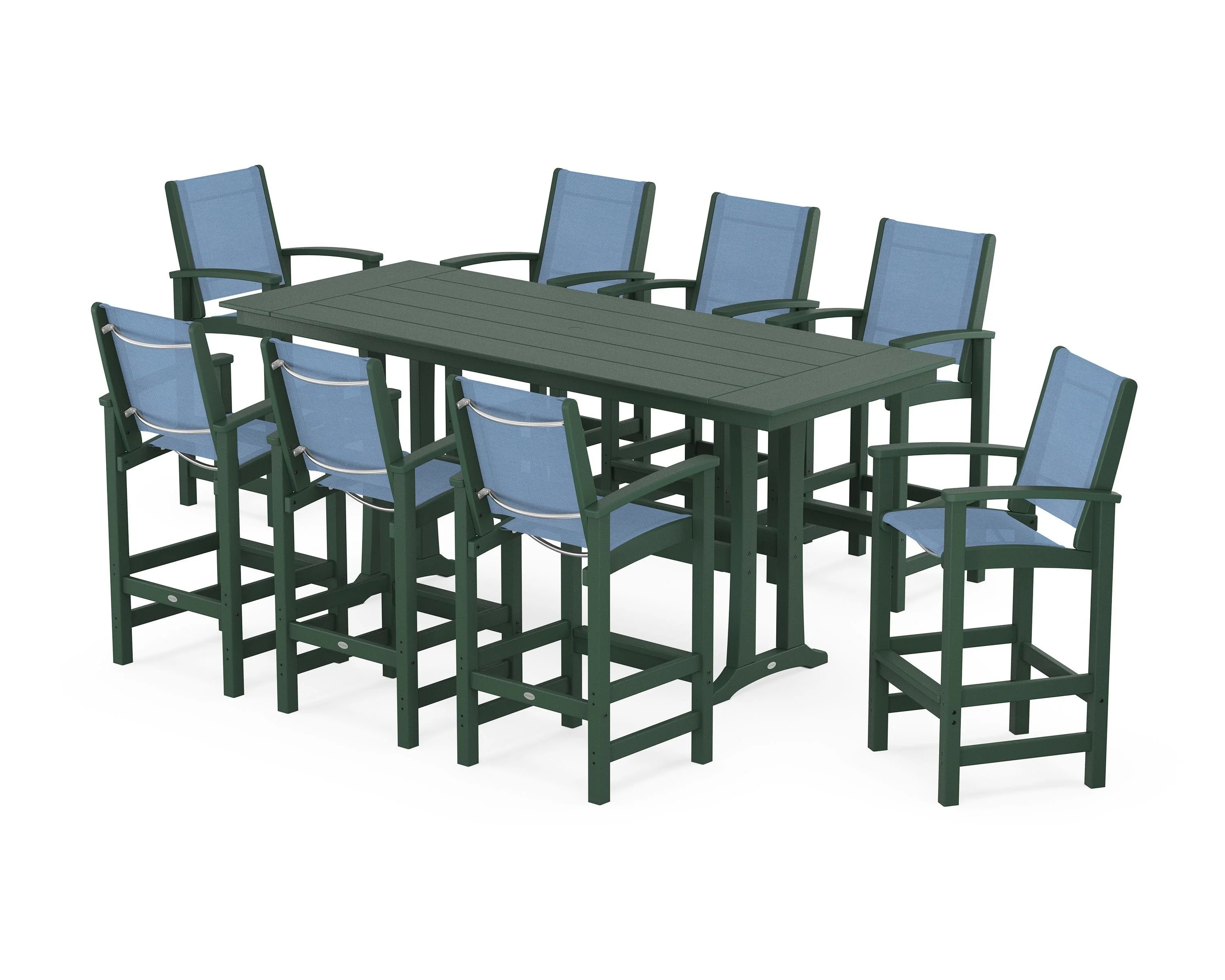 Coastal 9-Piece Farmhouse Bar Set with Trestle Legs - Image 21