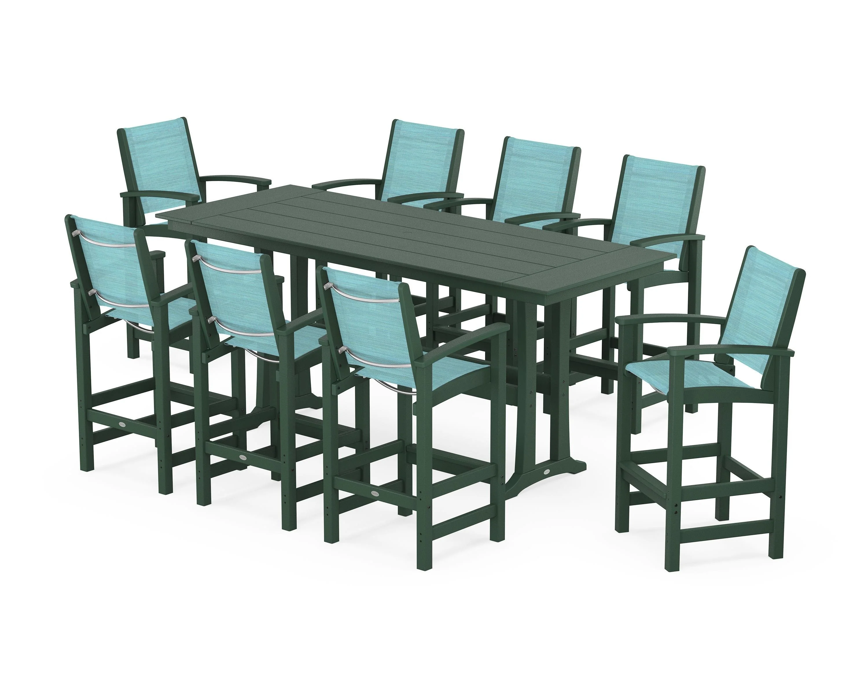 Coastal 9-Piece Farmhouse Bar Set with Trestle Legs - Image 22
