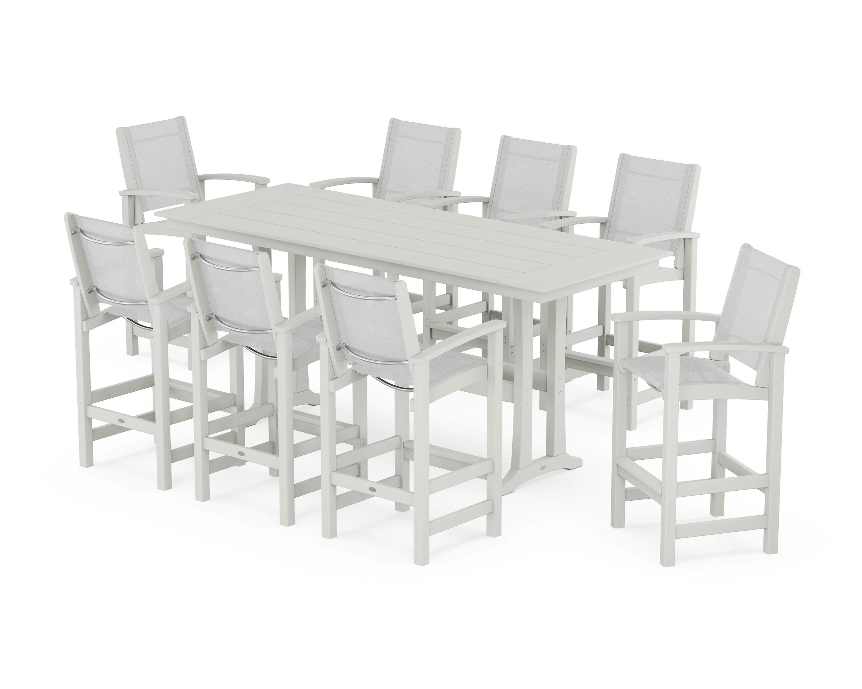 Coastal 9-Piece Farmhouse Bar Set with Trestle Legs - Image 27