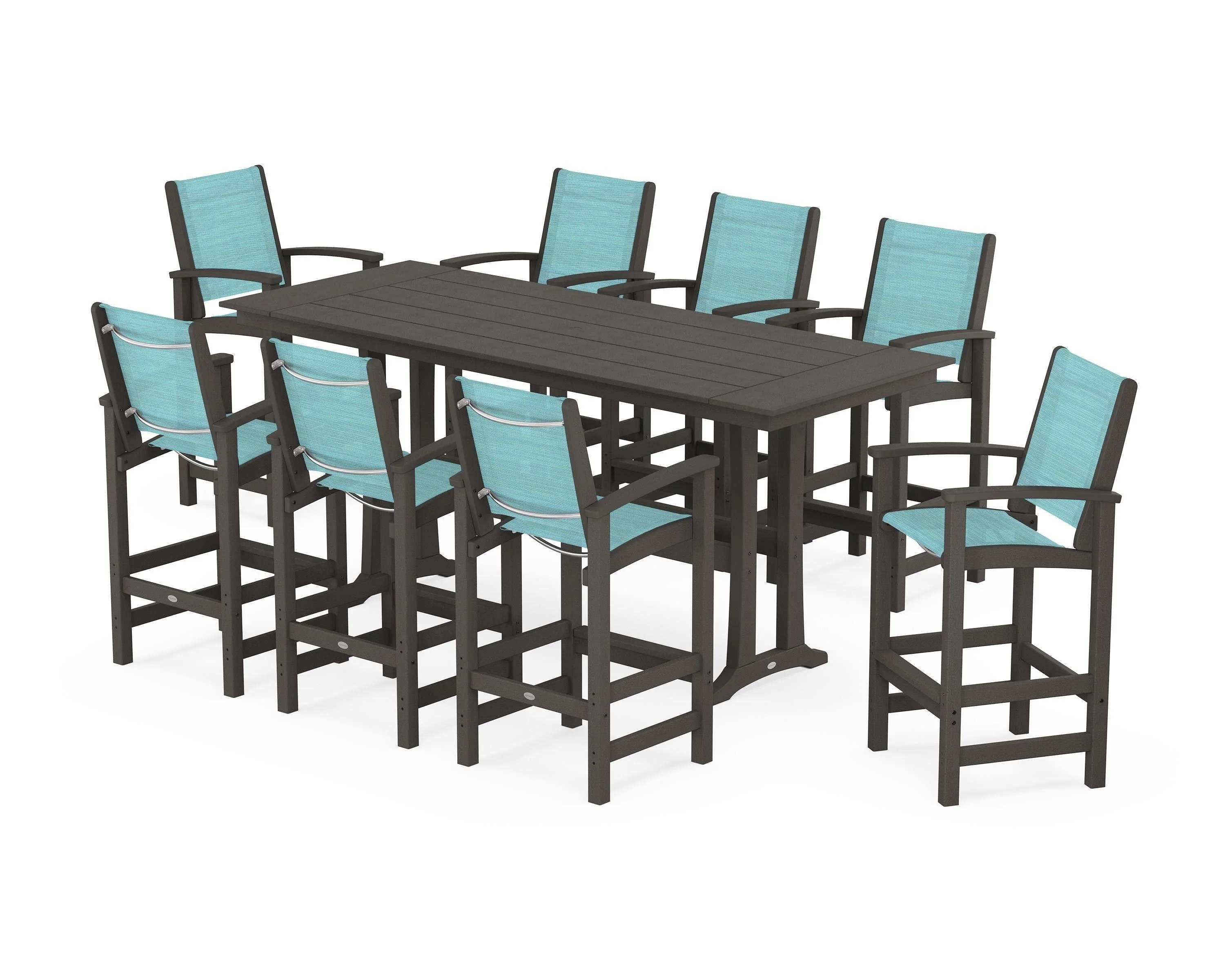 Coastal 9-Piece Farmhouse Bar Set with Trestle Legs - Image 28