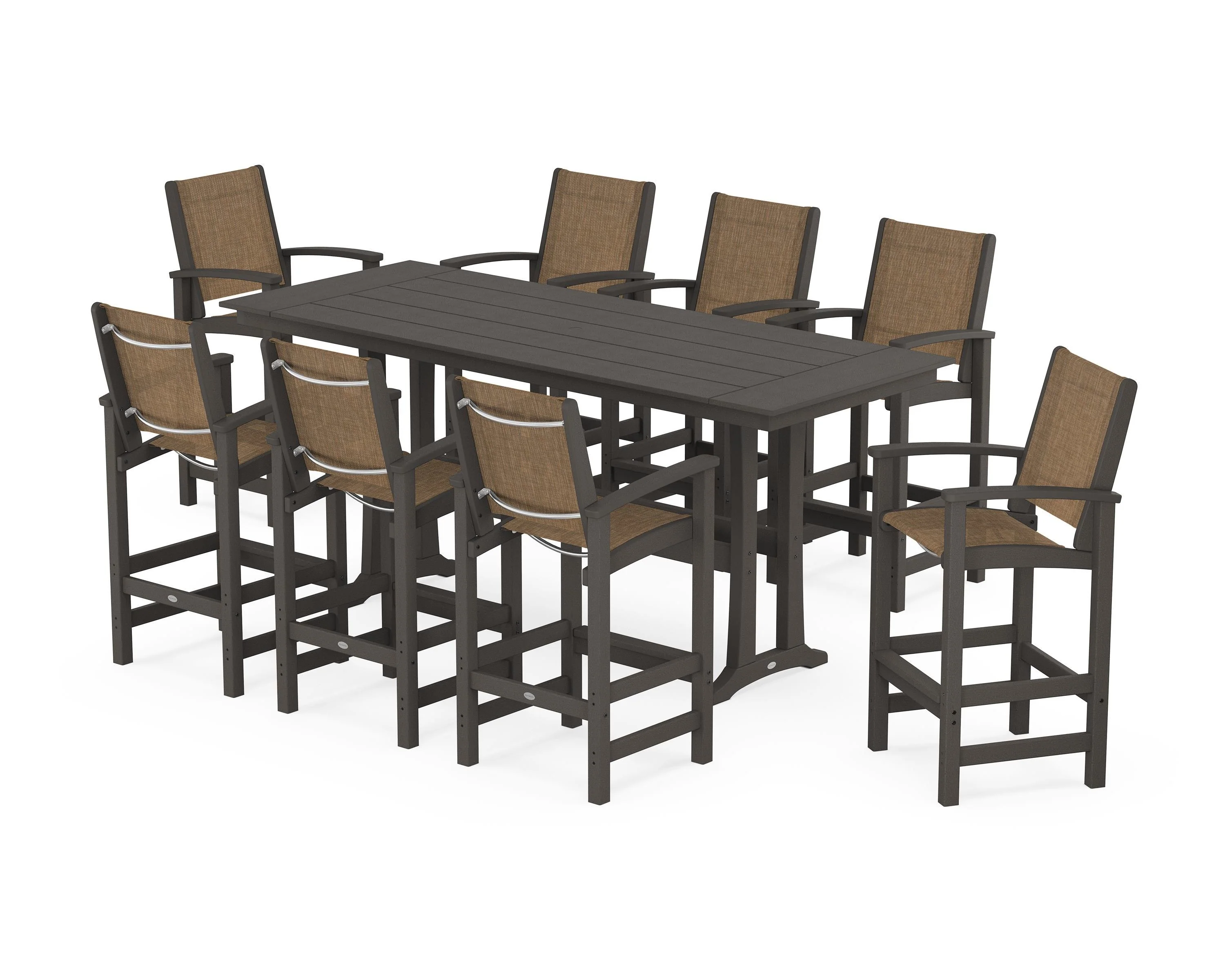 Coastal 9-Piece Farmhouse Bar Set with Trestle Legs - Image 29