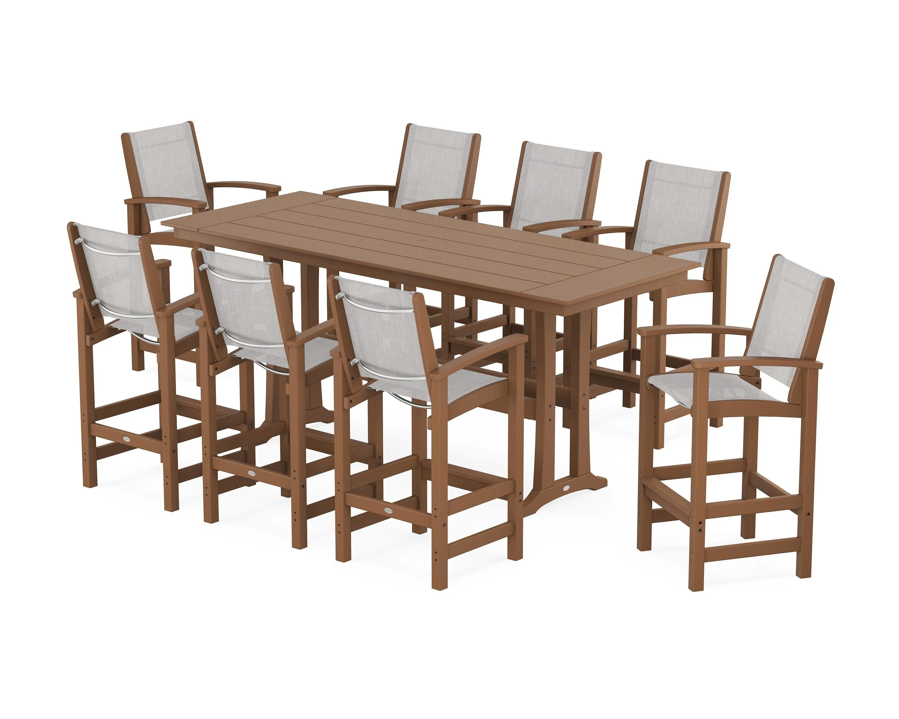 Coastal 9-Piece Farmhouse Bar Set with Trestle Legs - Image 31