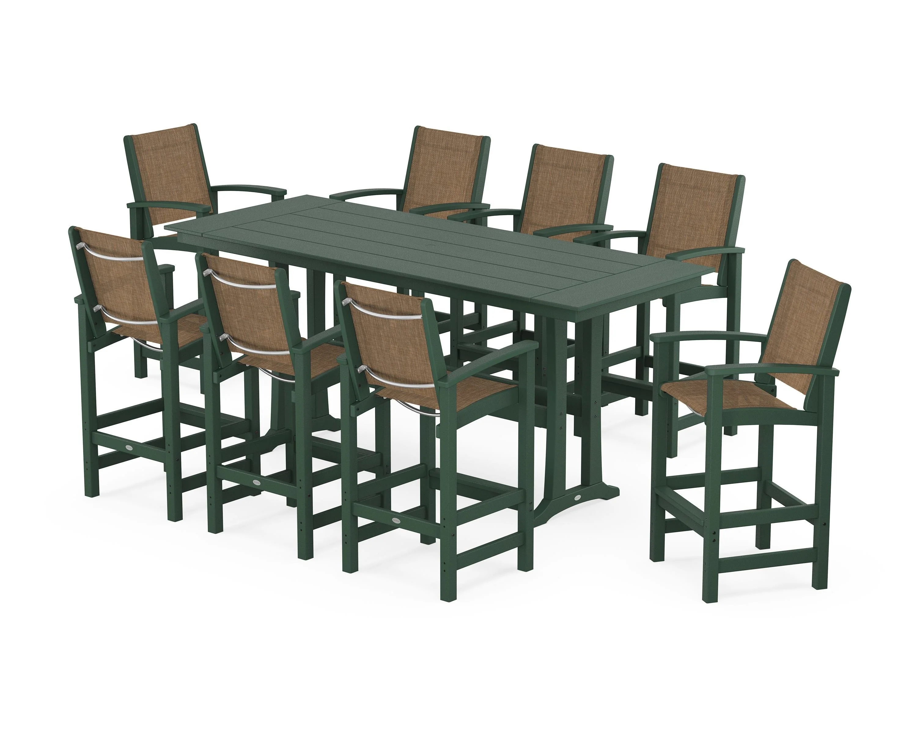 Coastal 9-Piece Farmhouse Bar Set with Trestle Legs - Image 32