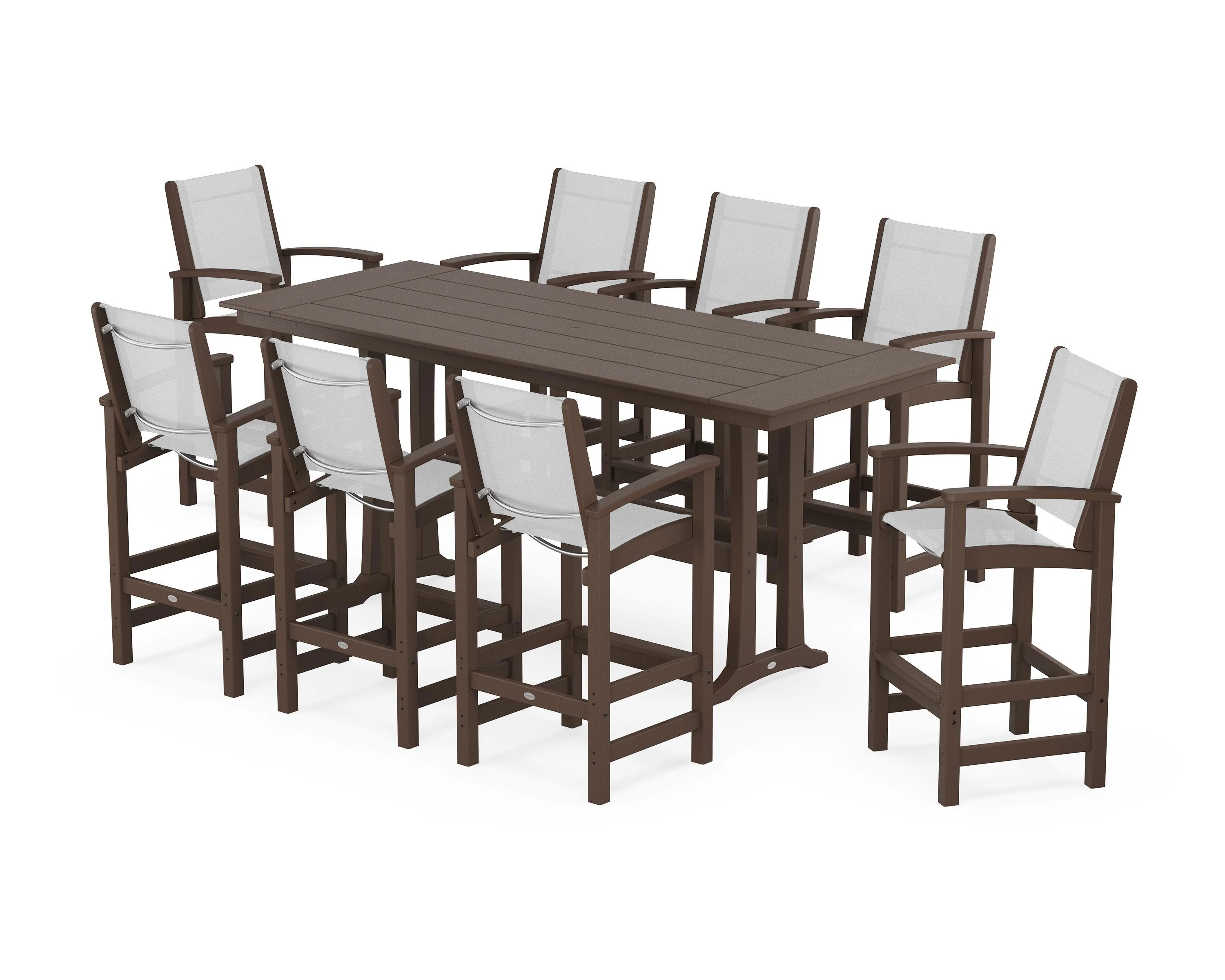Coastal 9-Piece Farmhouse Bar Set with Trestle Legs - Image 33