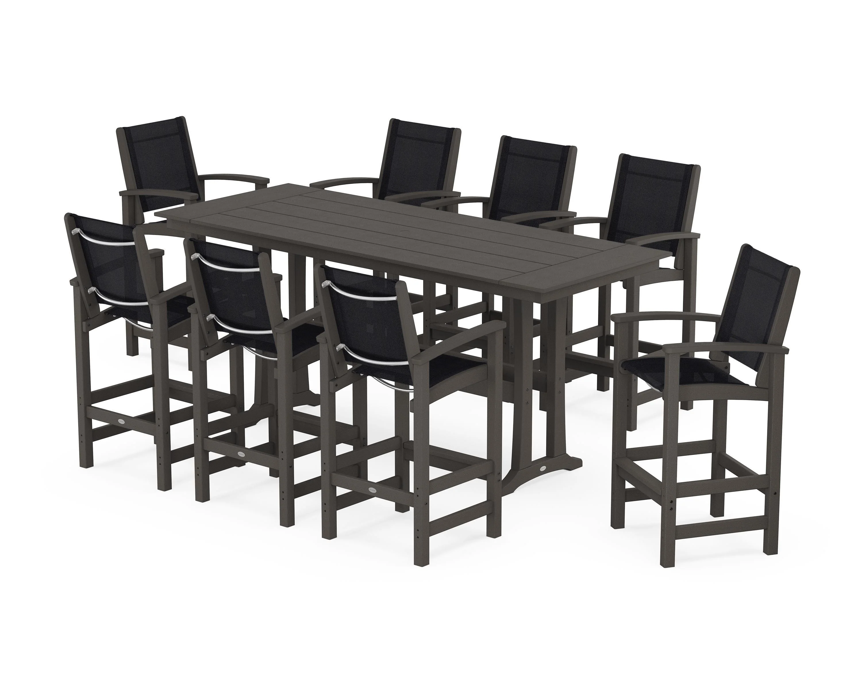 Coastal 9-Piece Farmhouse Bar Set with Trestle Legs - Image 36