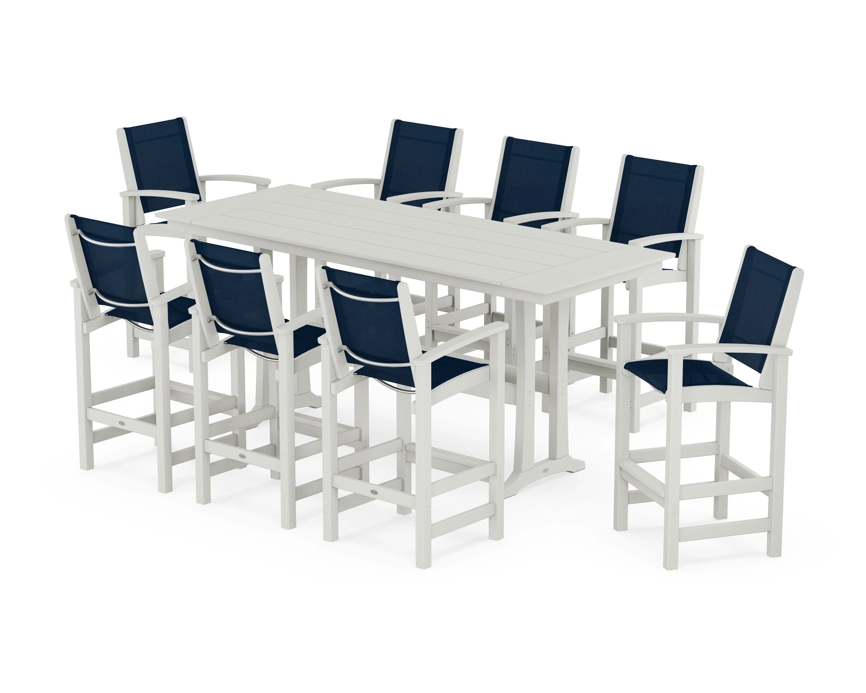 Coastal 9-Piece Farmhouse Bar Set with Trestle Legs - Image 37