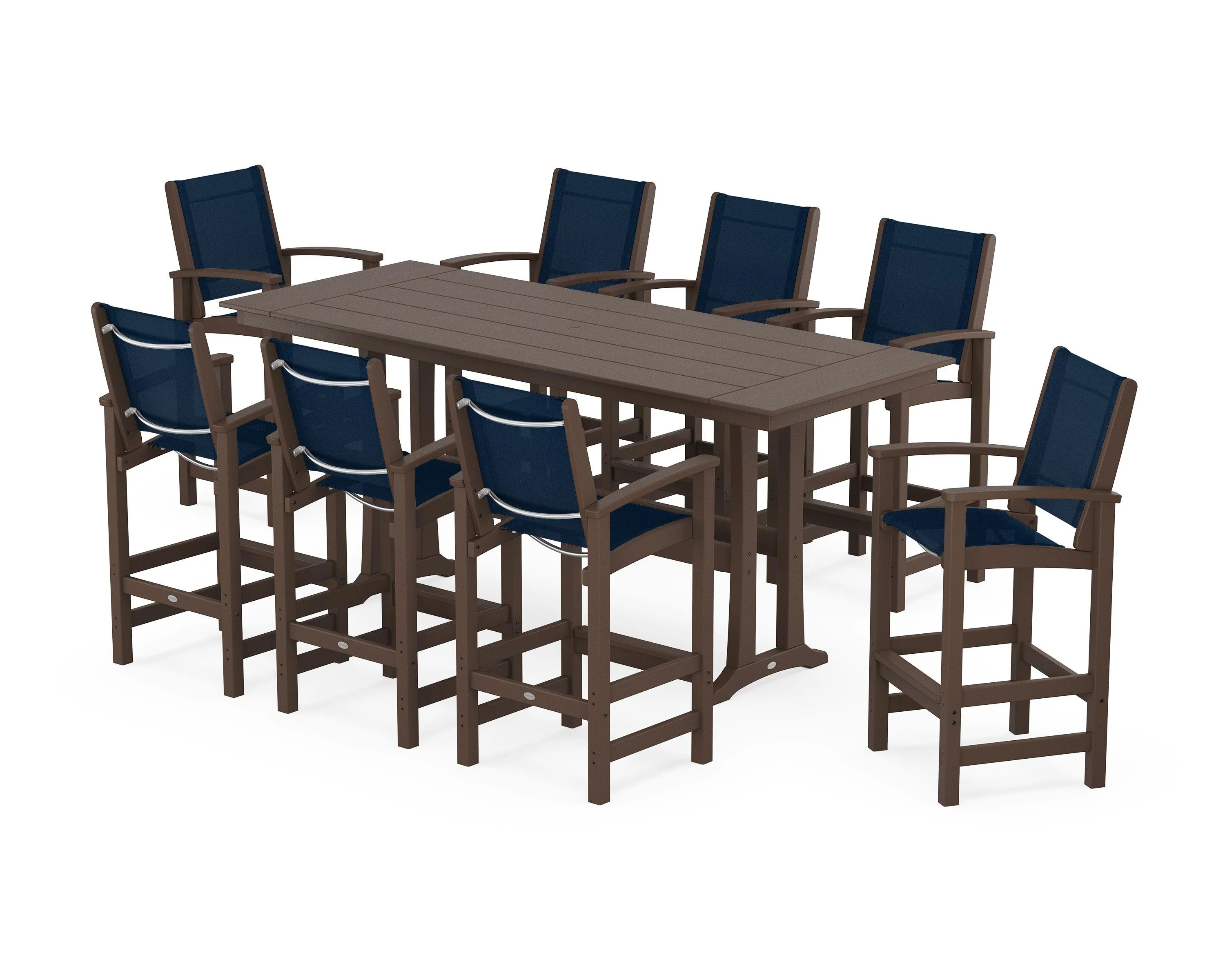 Coastal 9-Piece Farmhouse Bar Set with Trestle Legs - Image 40