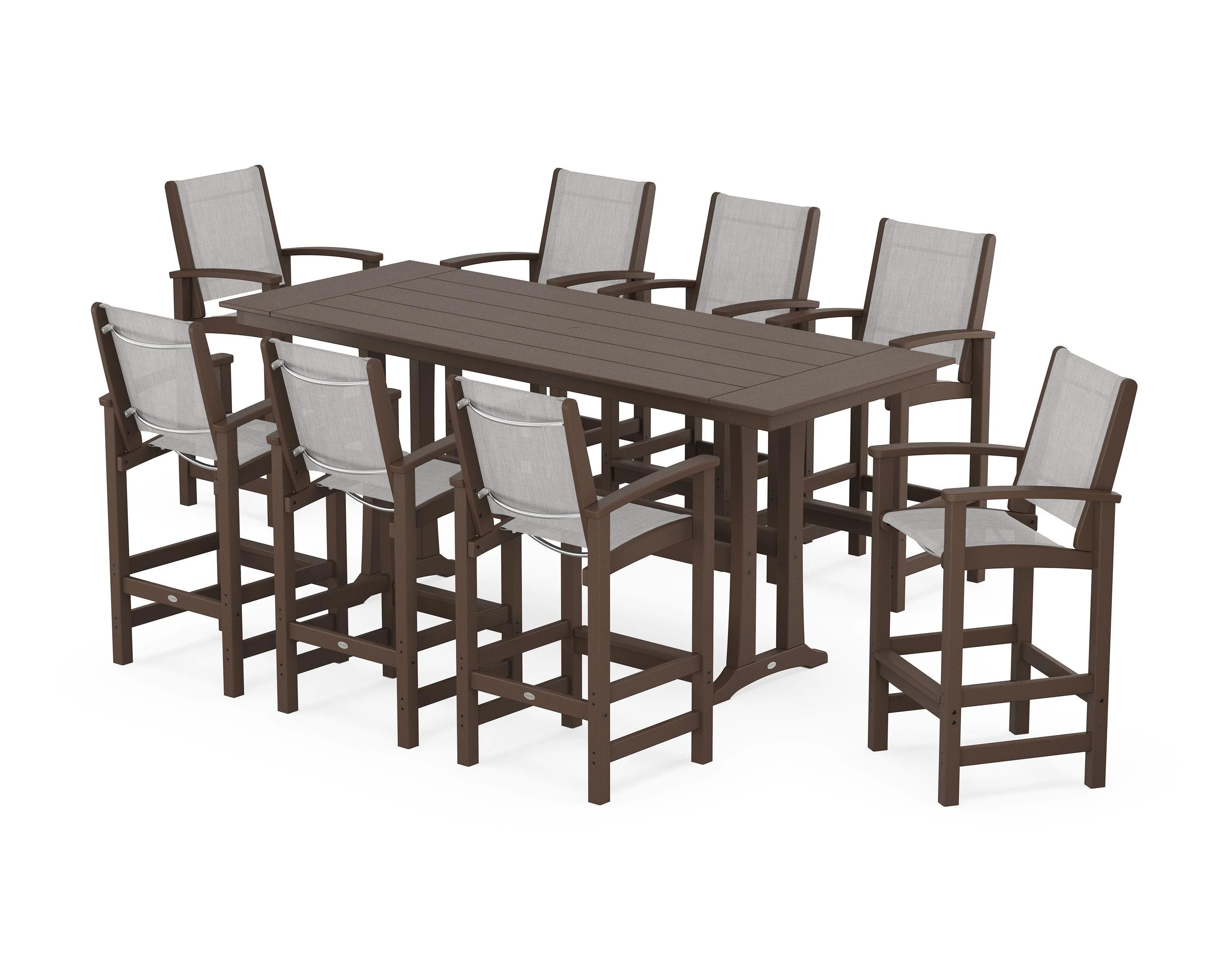 Coastal 9-Piece Farmhouse Bar Set with Trestle Legs - Image 48
