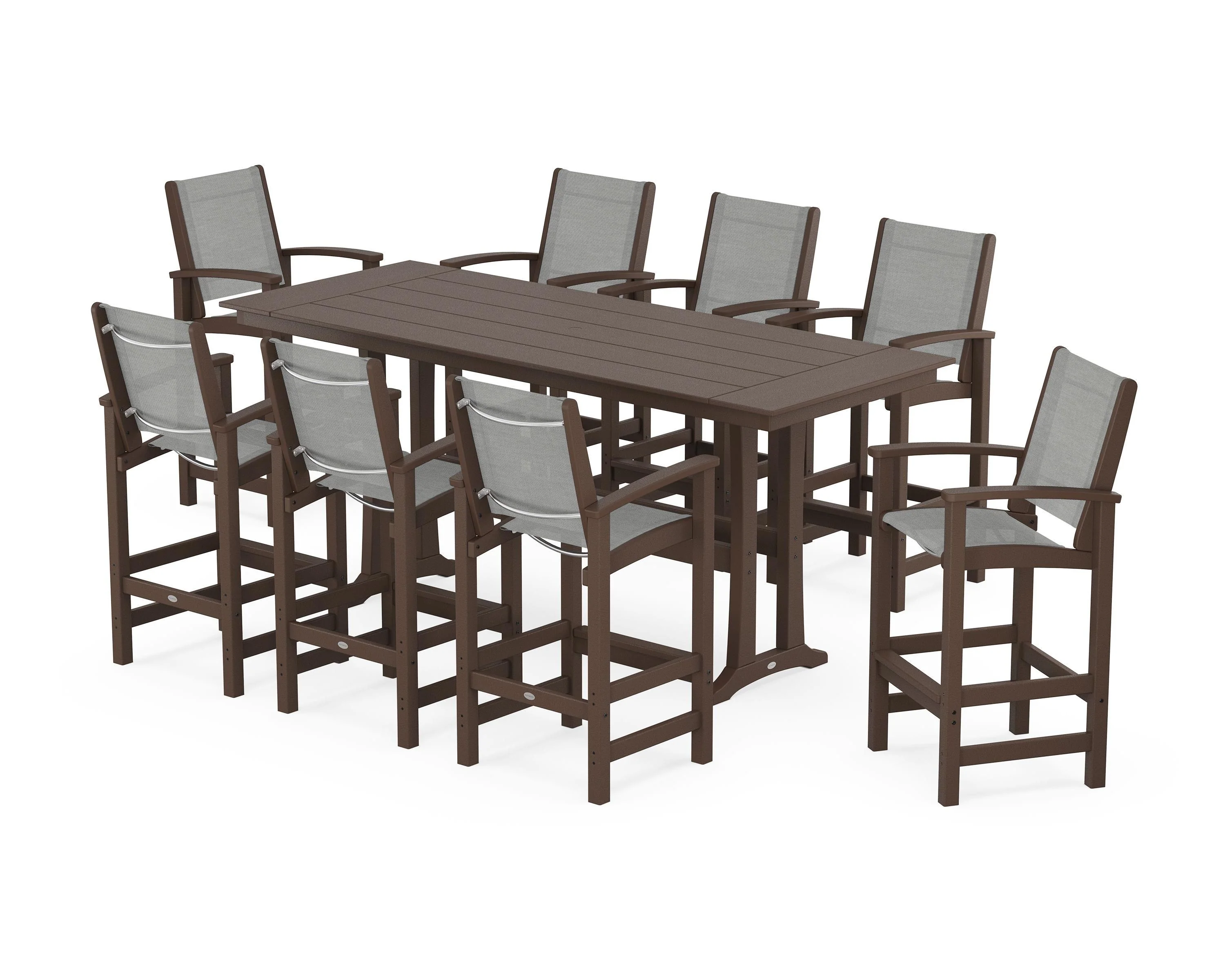 Coastal 9-Piece Farmhouse Bar Set with Trestle Legs - Image 49