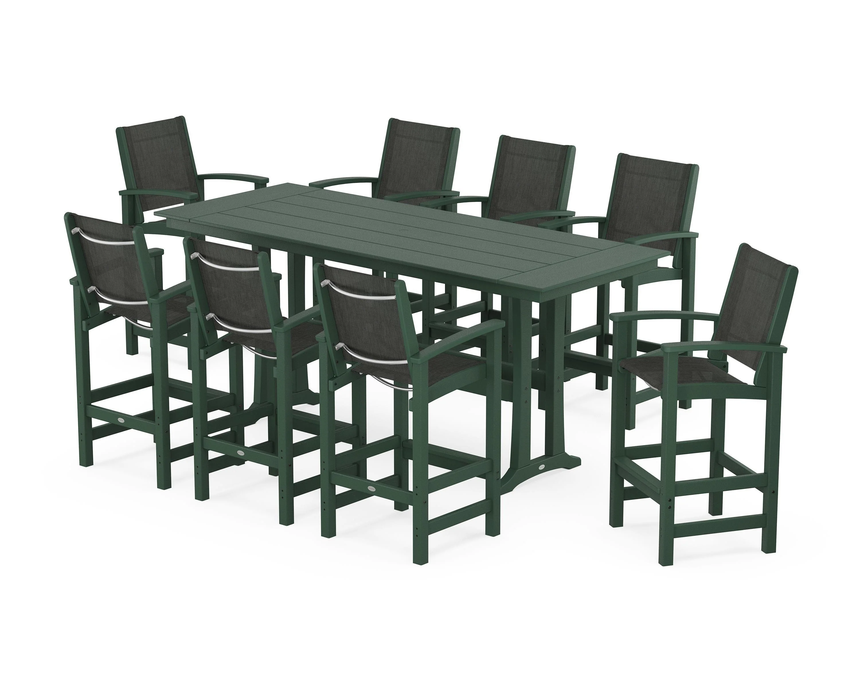 Coastal 9-Piece Farmhouse Bar Set with Trestle Legs - Image 53