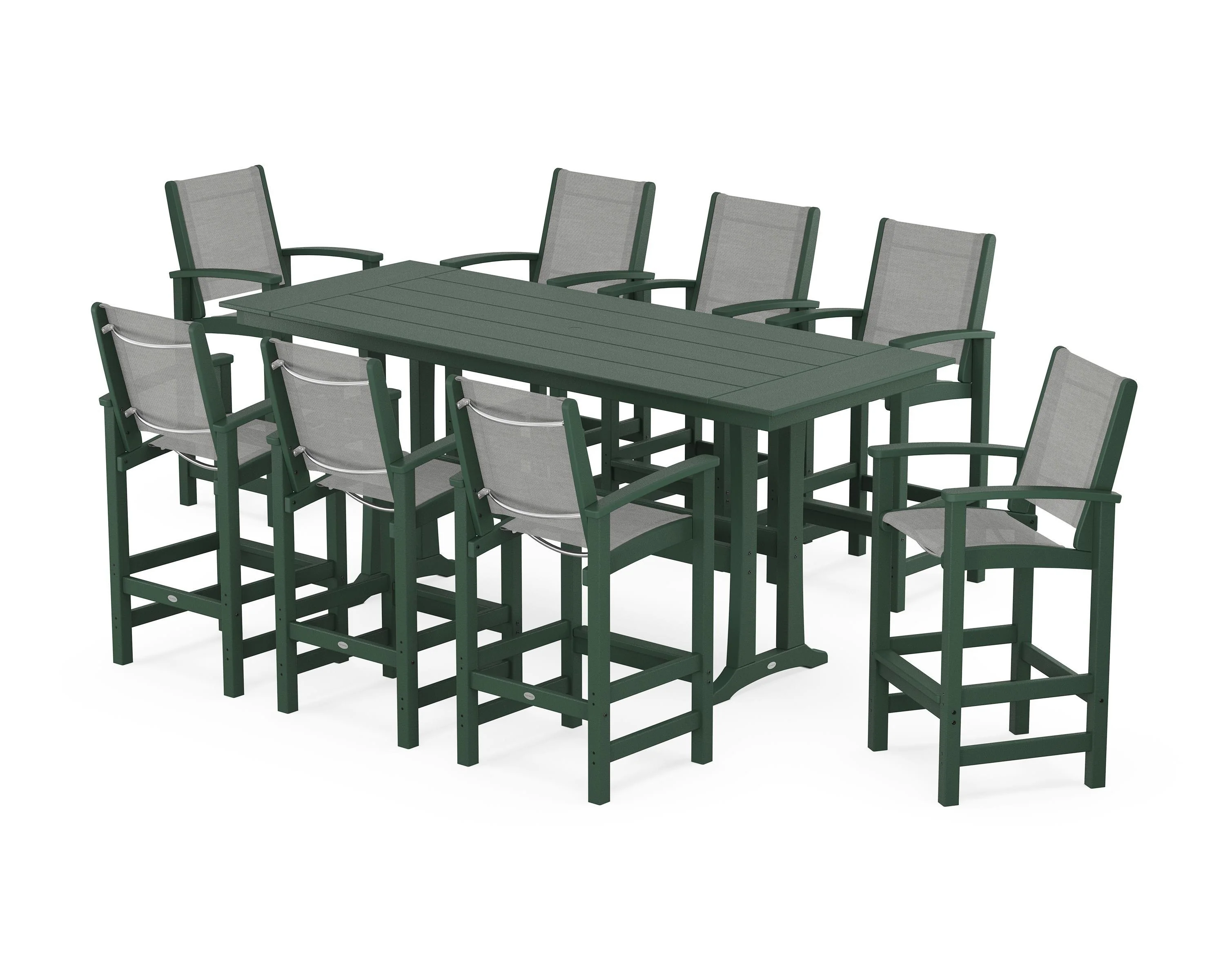 Coastal 9-Piece Farmhouse Bar Set with Trestle Legs - Image 56