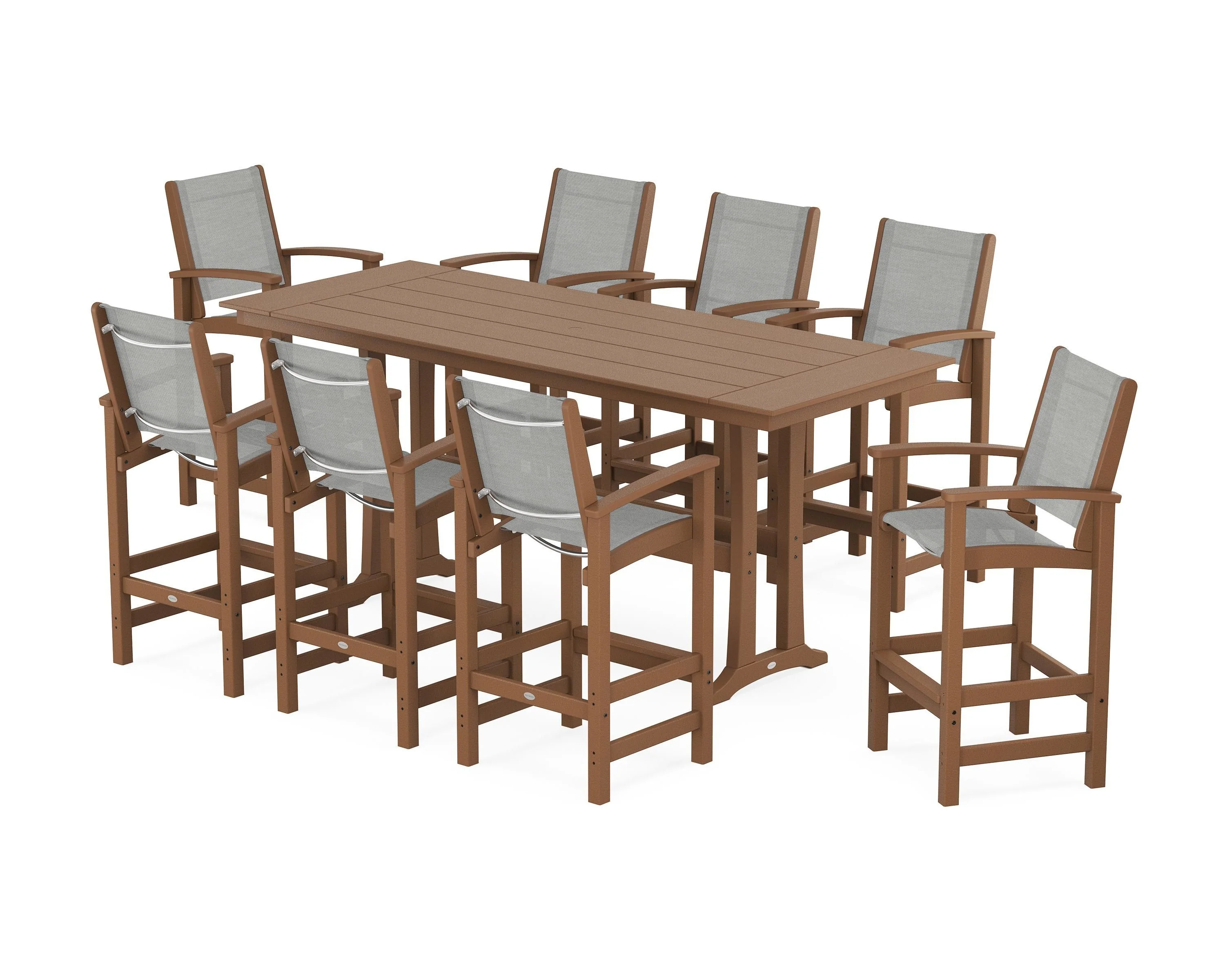 Coastal 9-Piece Farmhouse Bar Set with Trestle Legs - Image 58