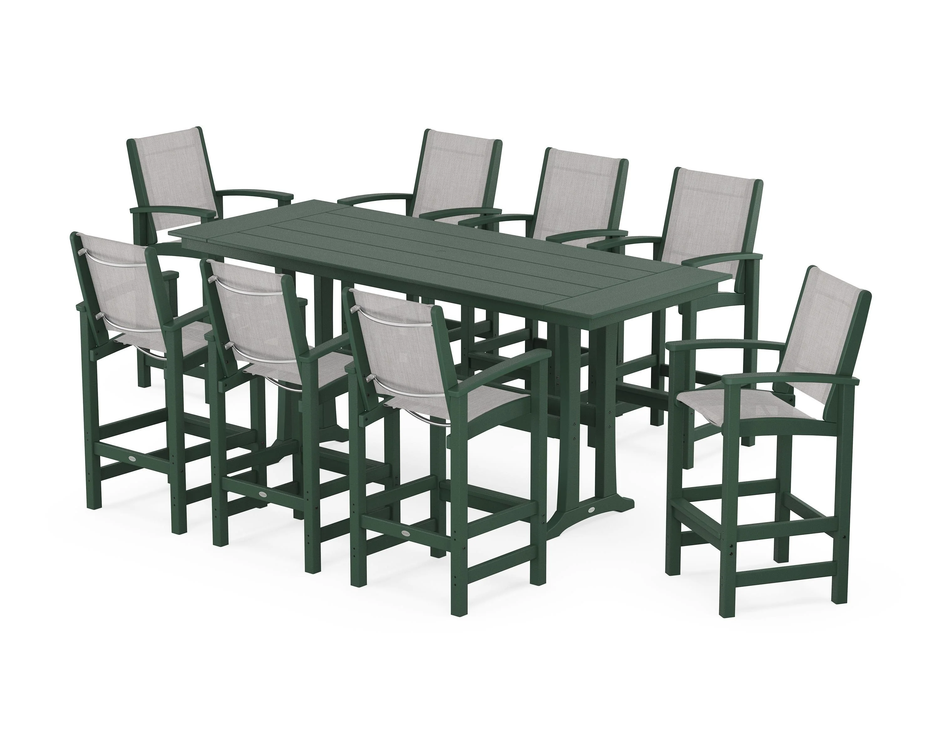 Coastal 9-Piece Farmhouse Bar Set with Trestle Legs - Image 59