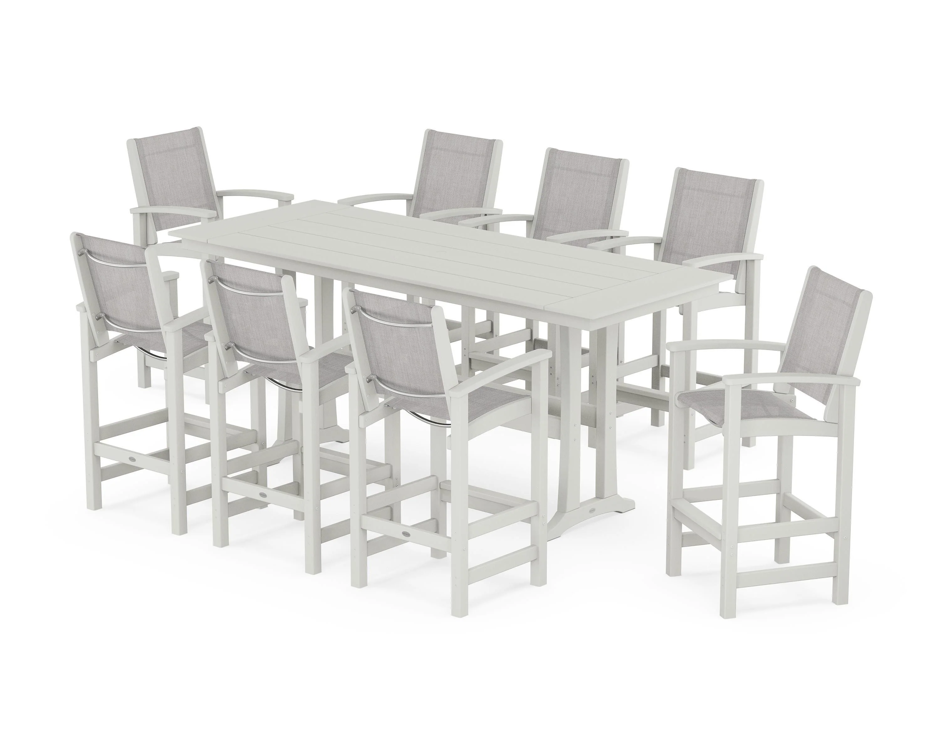 Coastal 9-Piece Farmhouse Bar Set with Trestle Legs - Image 60