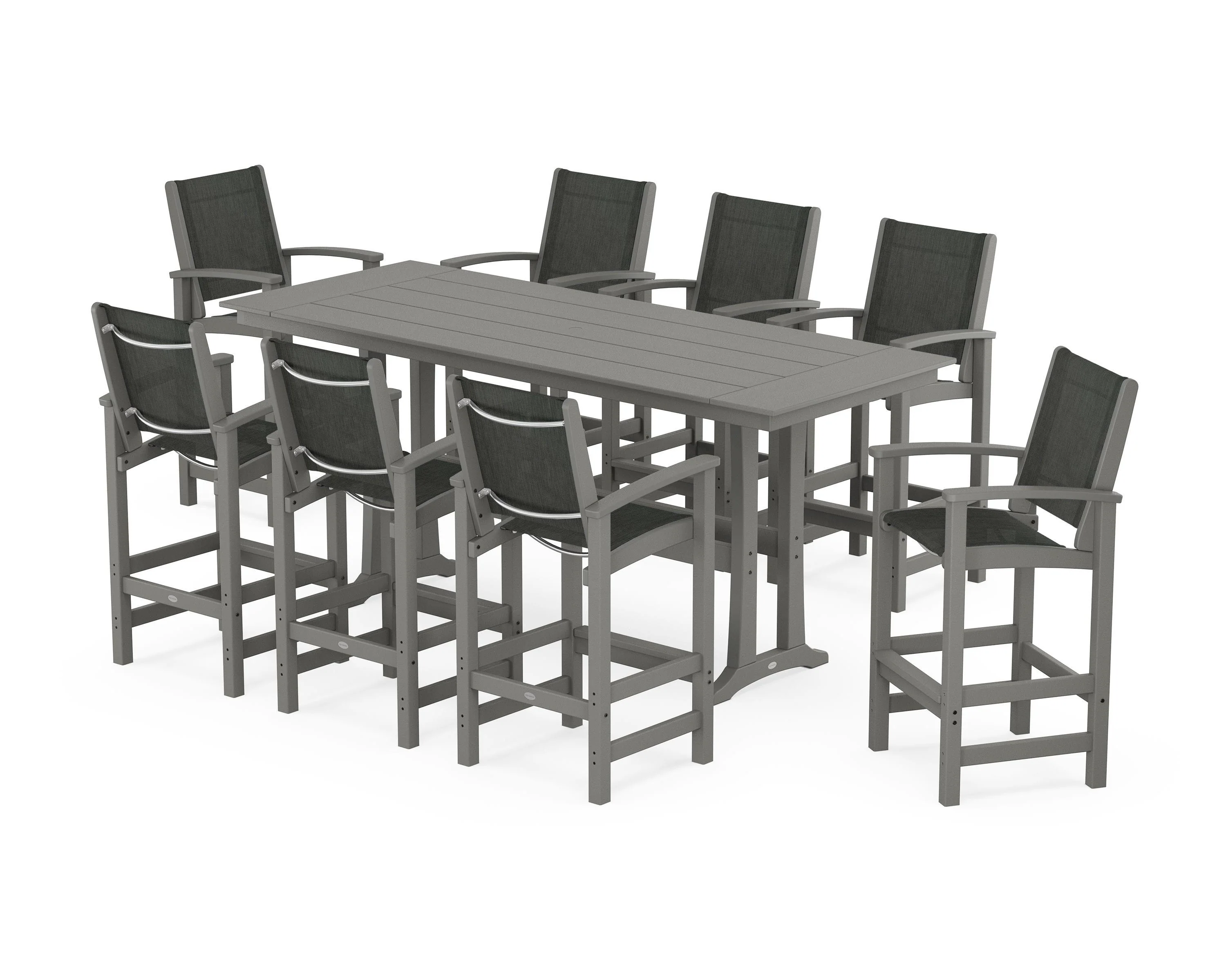 Coastal 9-Piece Farmhouse Bar Set with Trestle Legs - Image 63