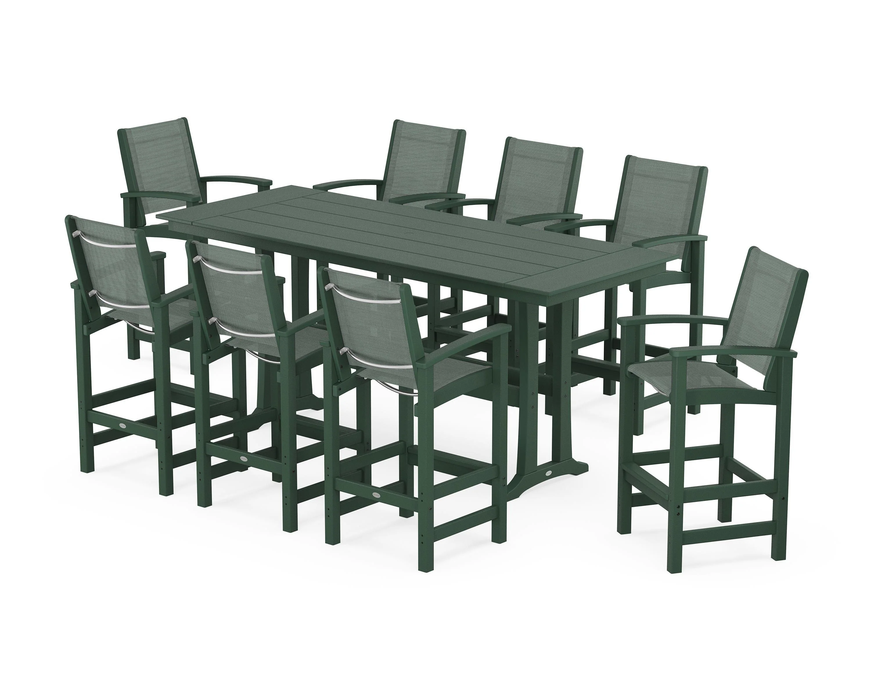 Coastal 9-Piece Farmhouse Bar Set with Trestle Legs - Image 64