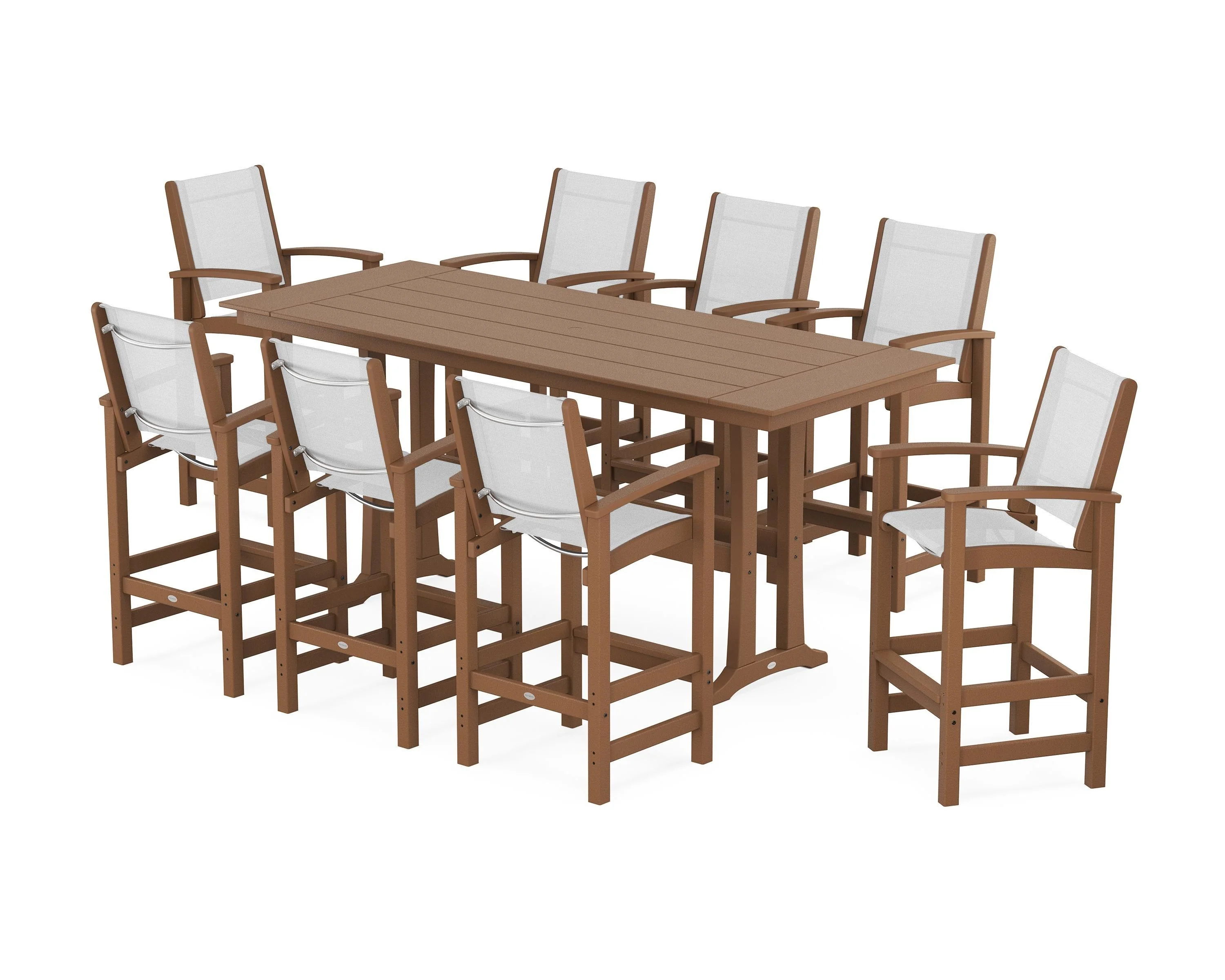 Coastal 9-Piece Farmhouse Bar Set with Trestle Legs - Image 7