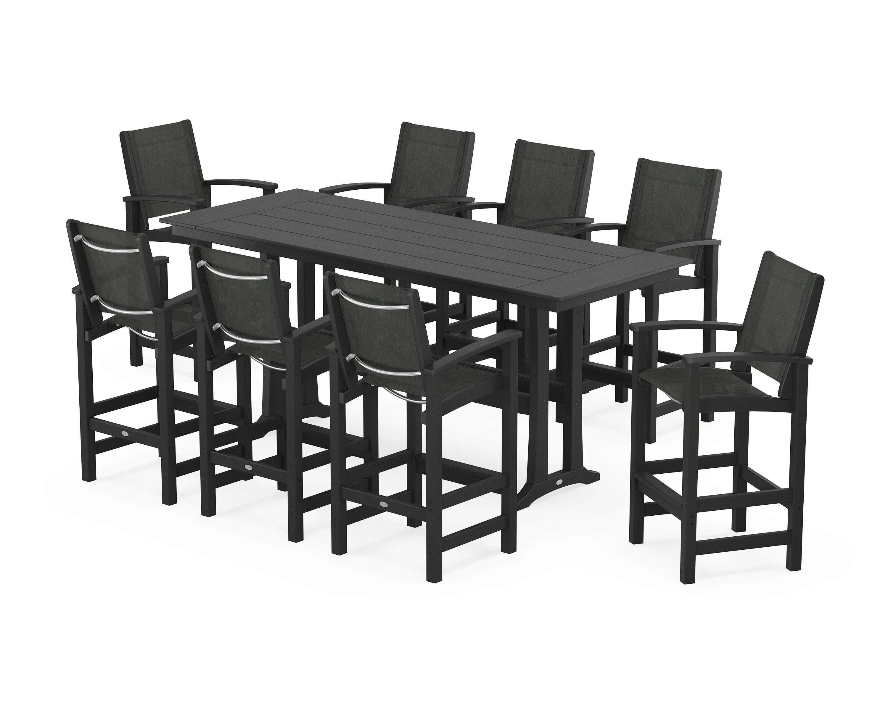 Coastal 9-Piece Farmhouse Bar Set with Trestle Legs - Image 70