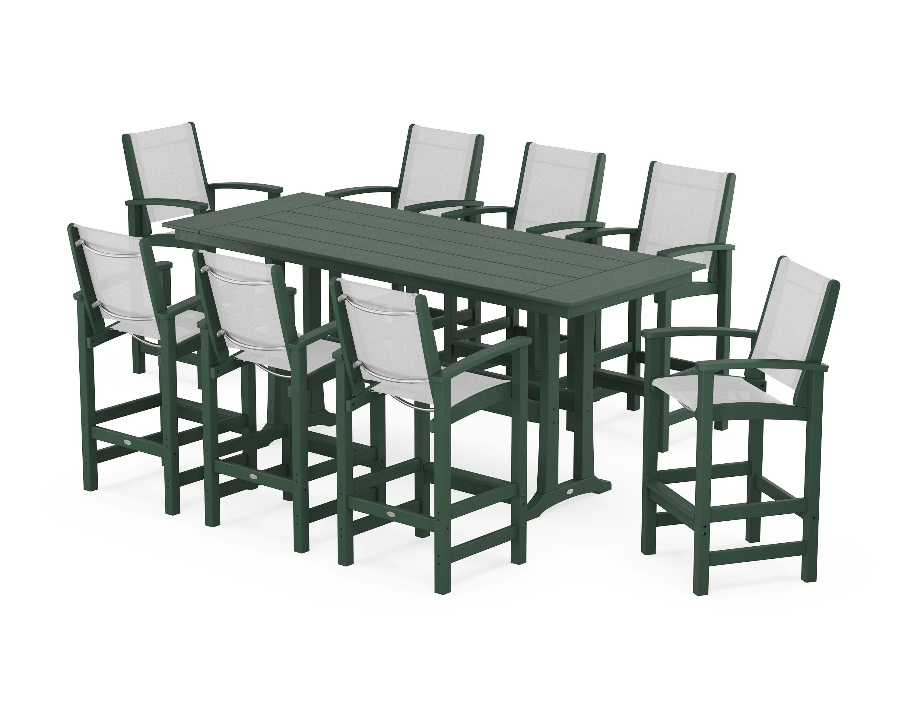 Coastal 9-Piece Farmhouse Bar Set with Trestle Legs - Image 74