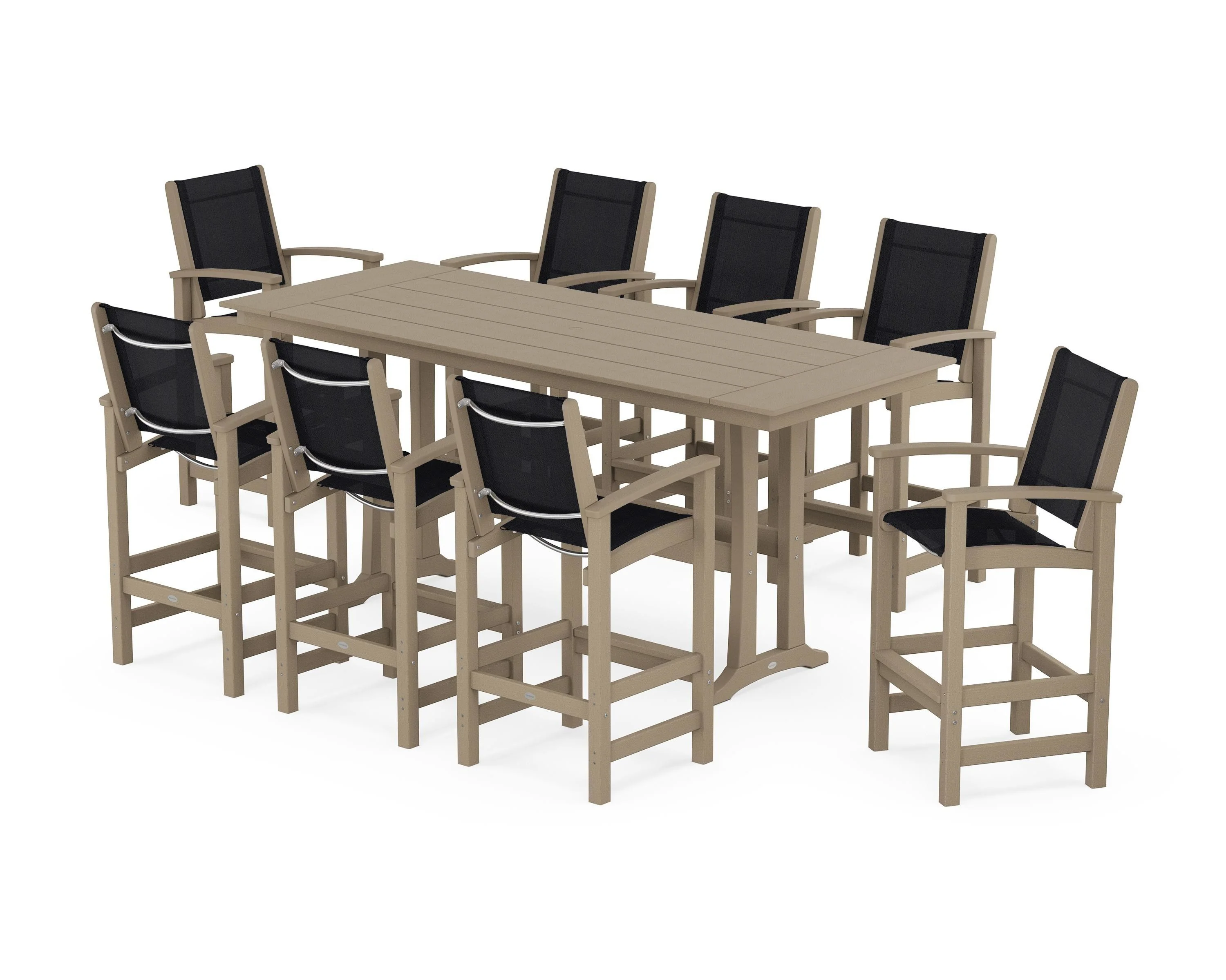 Coastal 9-Piece Farmhouse Bar Set with Trestle Legs - Image 75