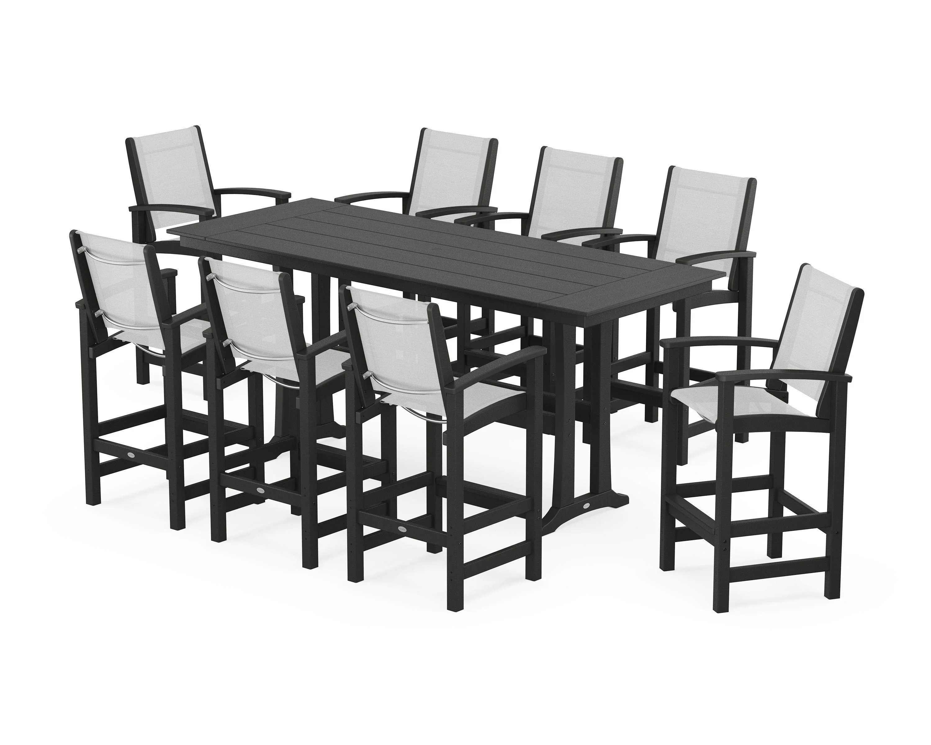 Coastal 9-Piece Farmhouse Bar Set with Trestle Legs - Image 84