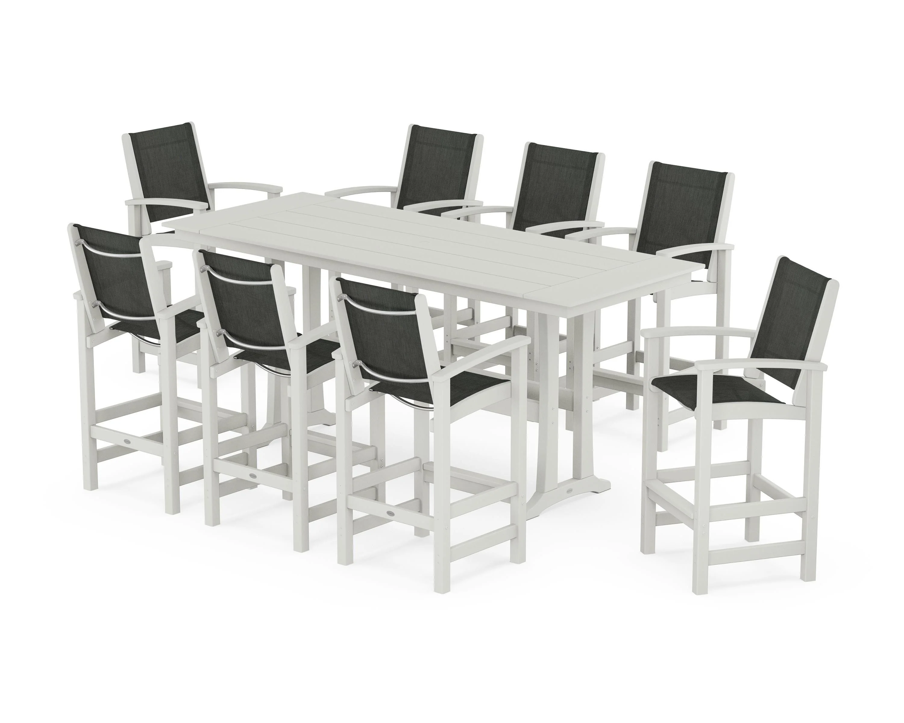 Coastal 9-Piece Farmhouse Bar Set with Trestle Legs - Image 89
