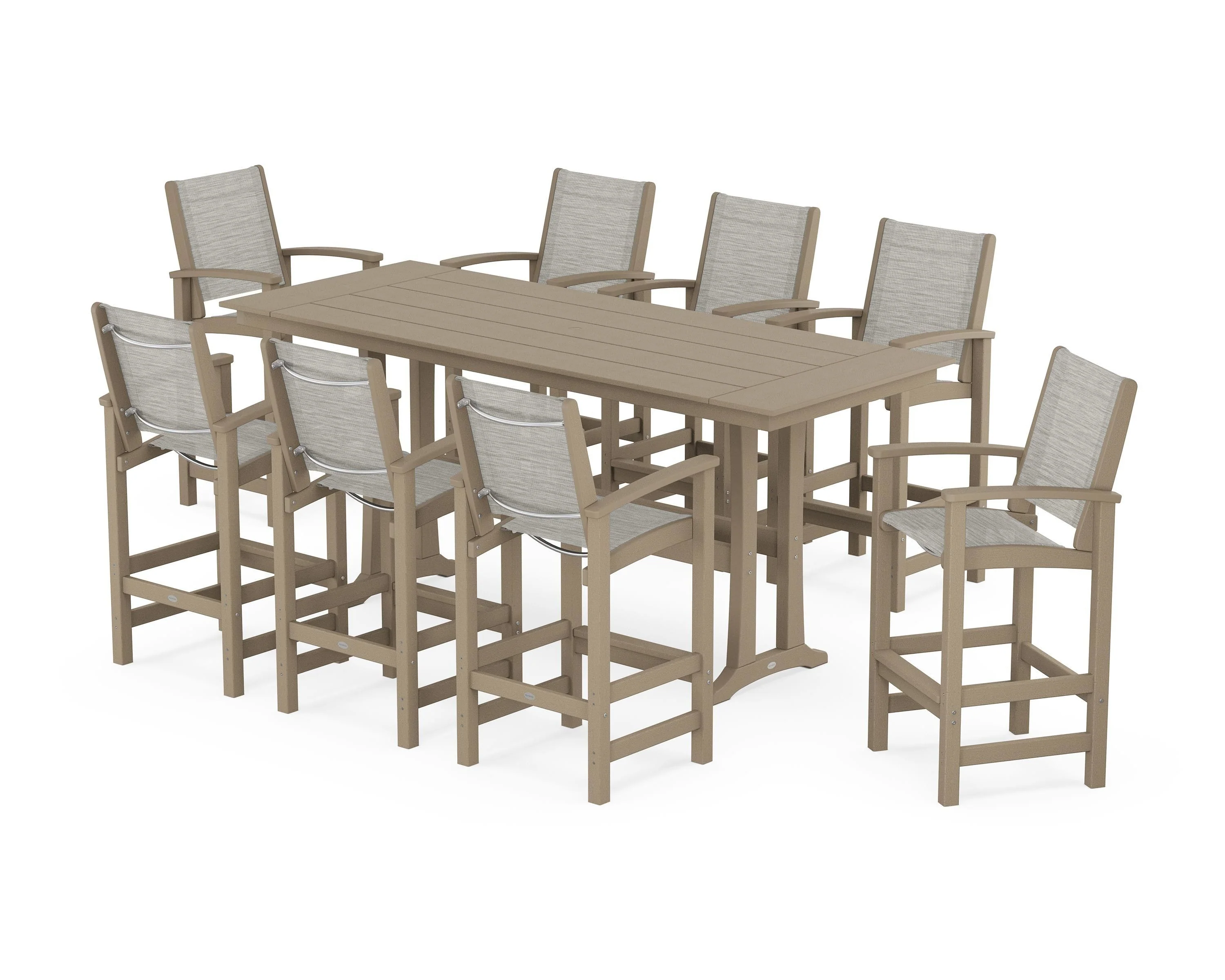 Coastal 9-Piece Farmhouse Bar Set with Trestle Legs - Image 90