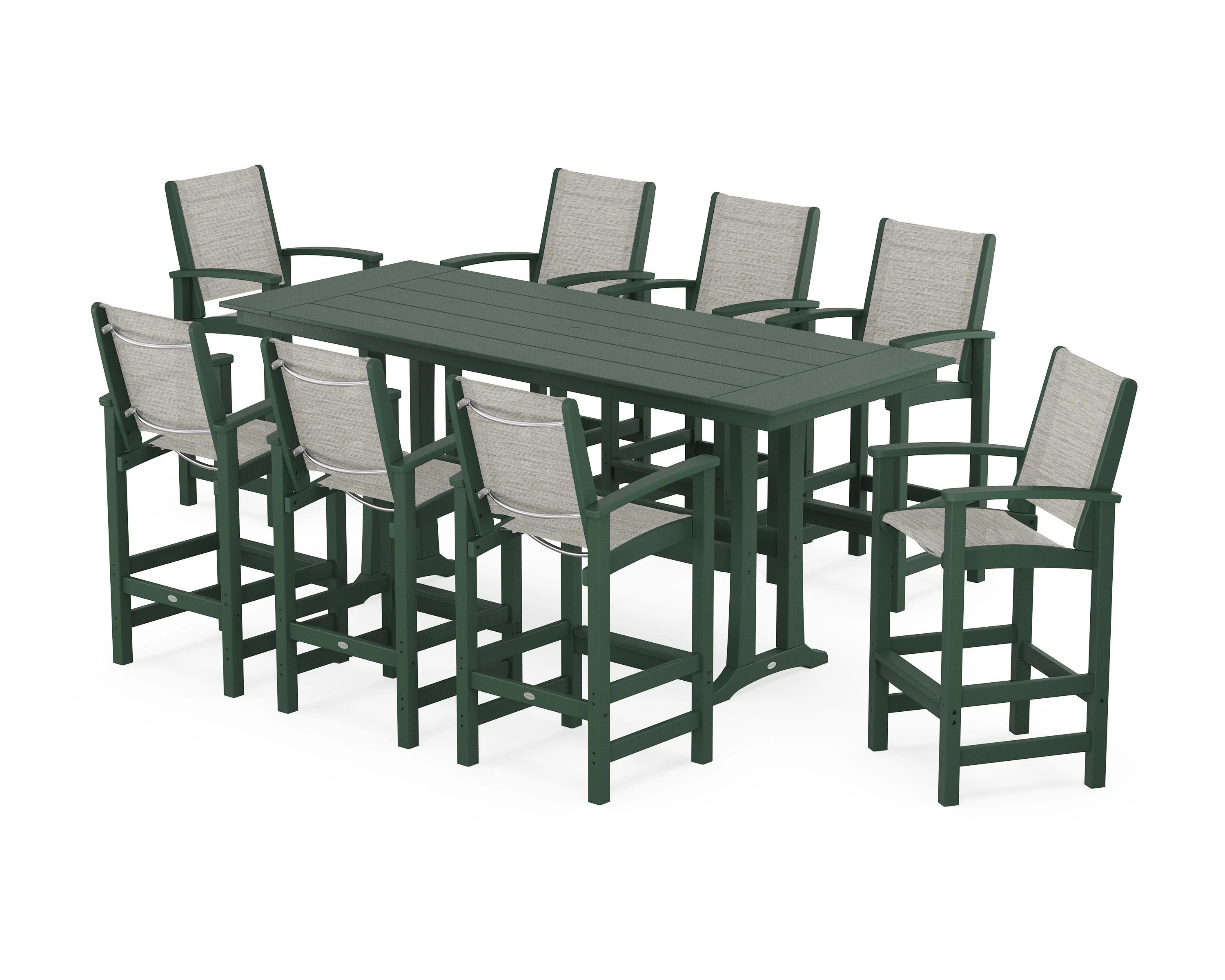Coastal 9-Piece Farmhouse Bar Set with Trestle Legs - Image 92