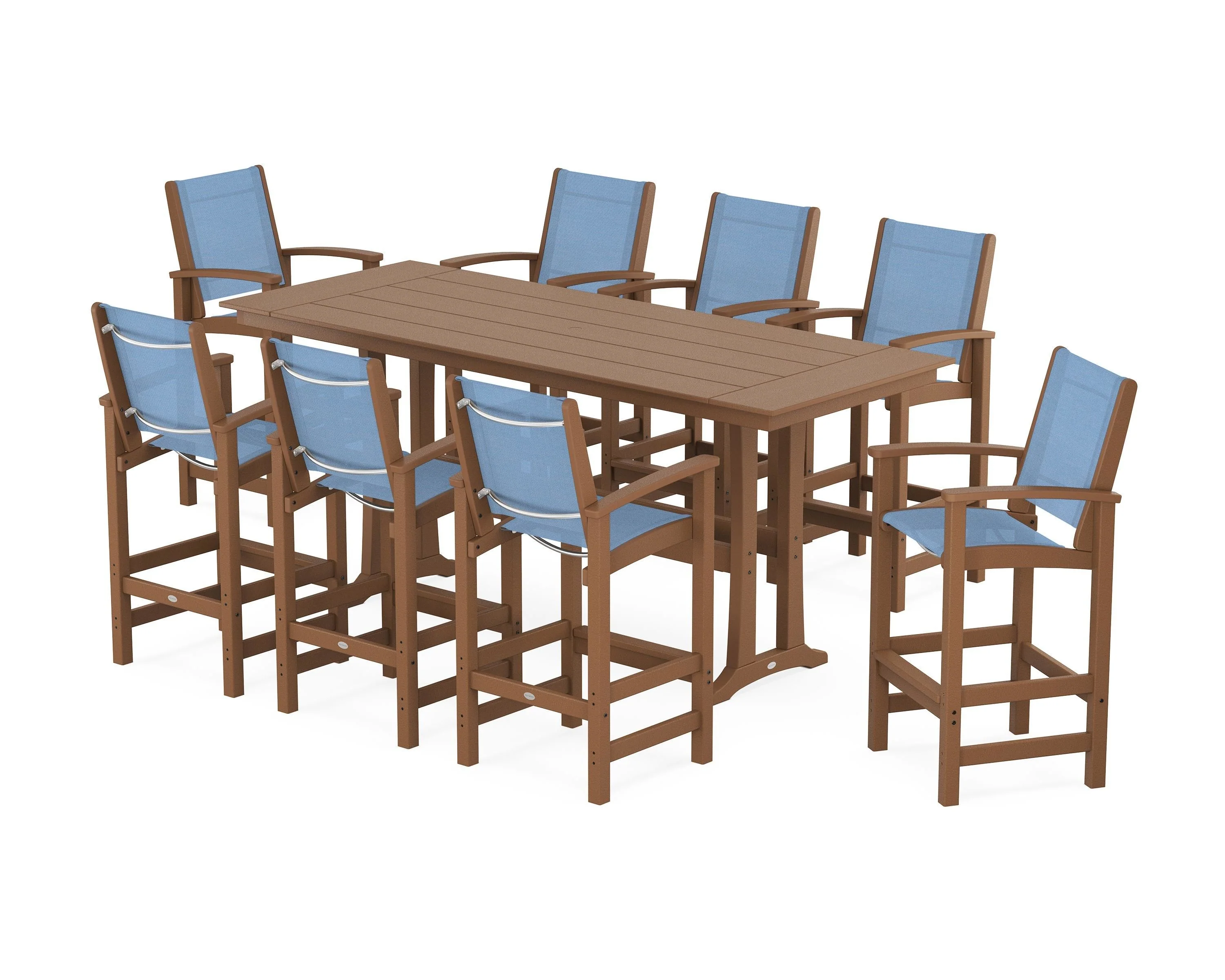 Coastal 9-Piece Farmhouse Bar Set with Trestle Legs - Image 94