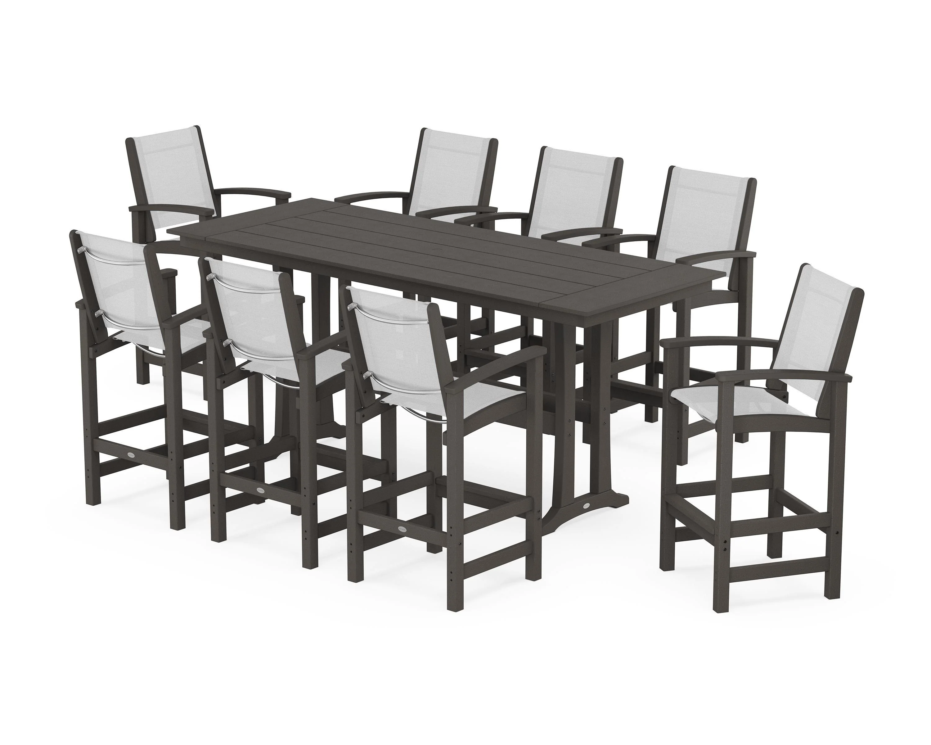 Coastal 9-Piece Farmhouse Bar Set with Trestle Legs - Image 98