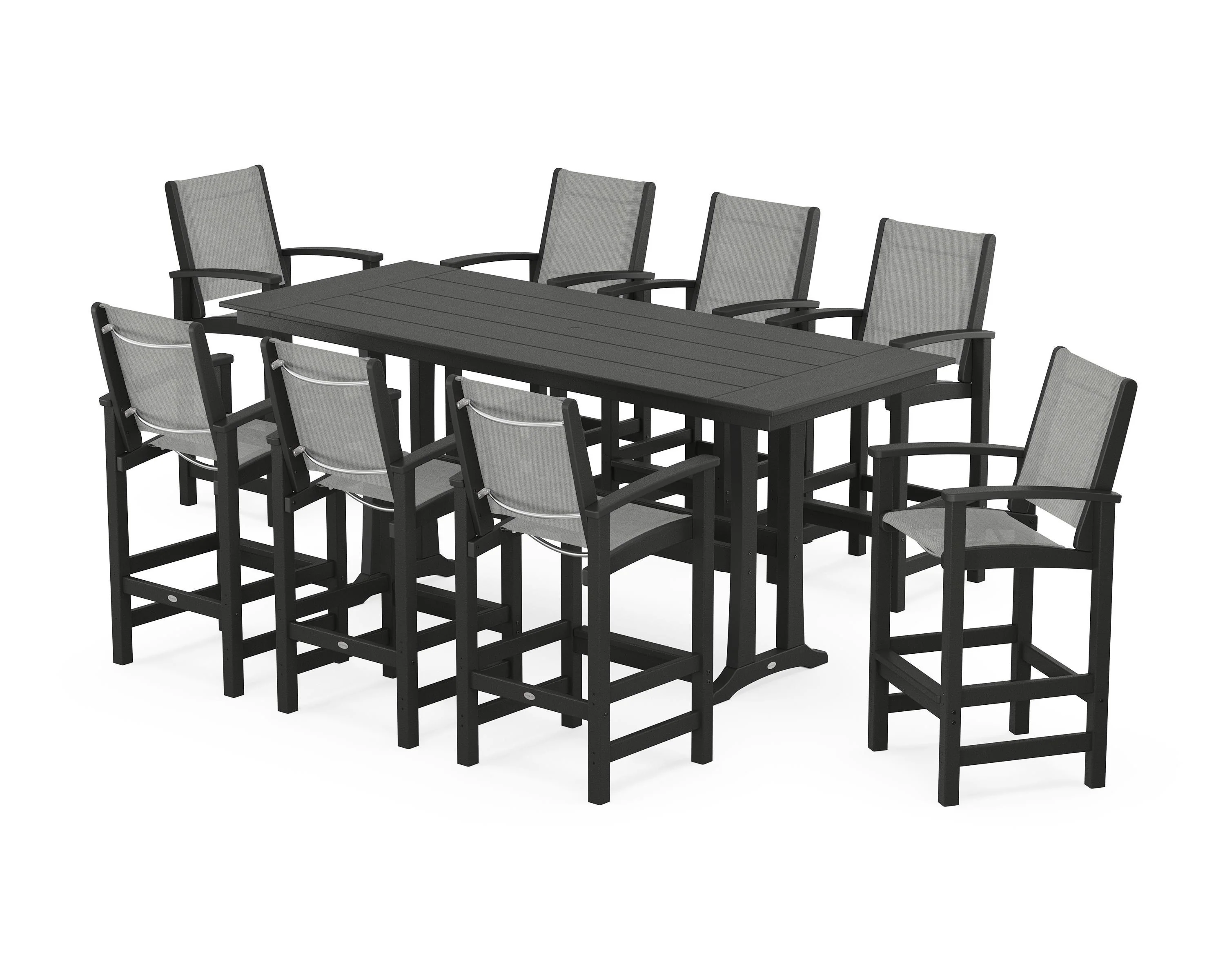 Coastal 9-Piece Farmhouse Bar Set with Trestle Legs - Image 99