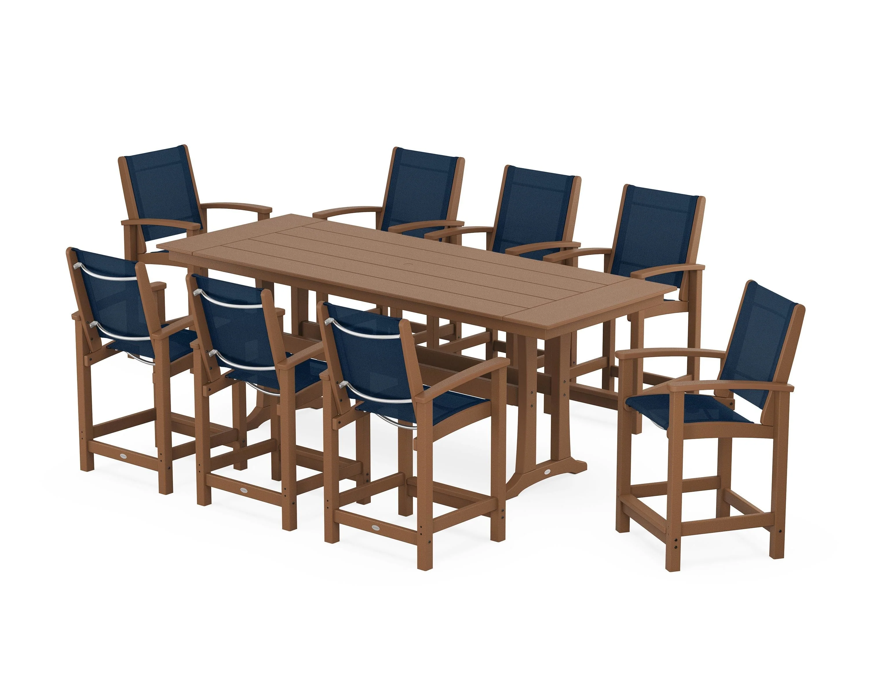 Coastal 9-Piece Farmhouse Counter Set with Trestle Legs - Image 10