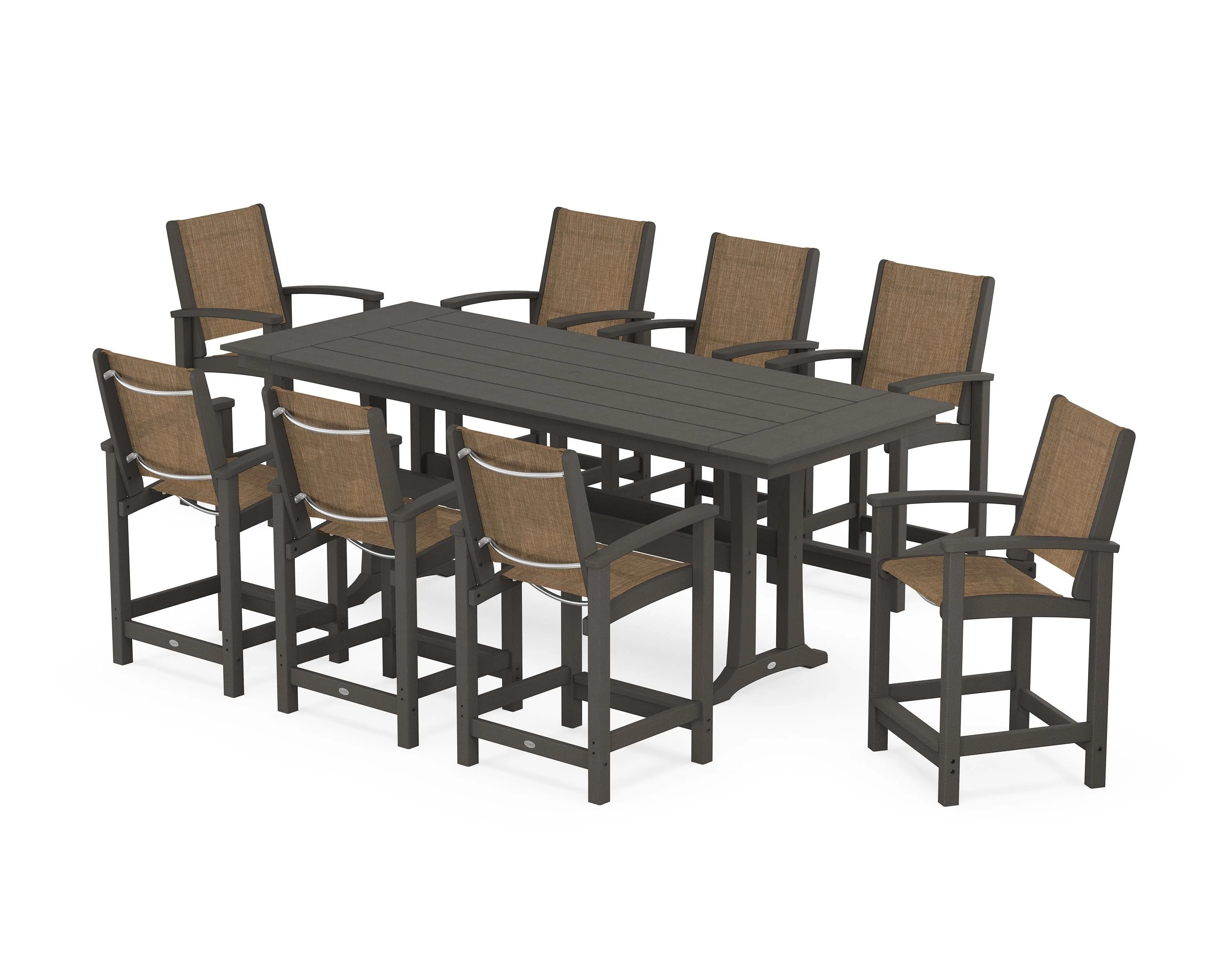 Coastal 9-Piece Farmhouse Counter Set with Trestle Legs - Image 101