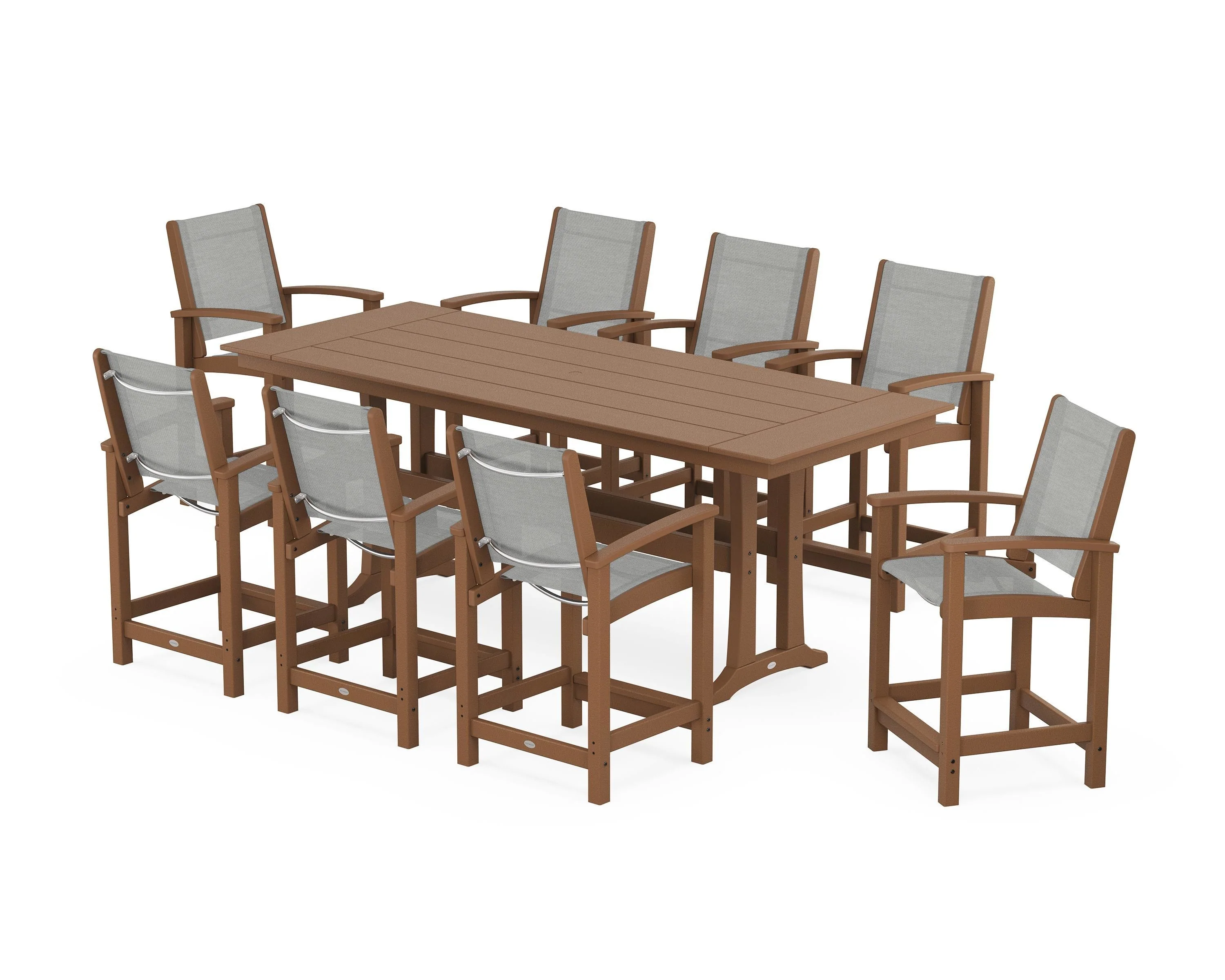 Coastal 9-Piece Farmhouse Counter Set with Trestle Legs - Image 102