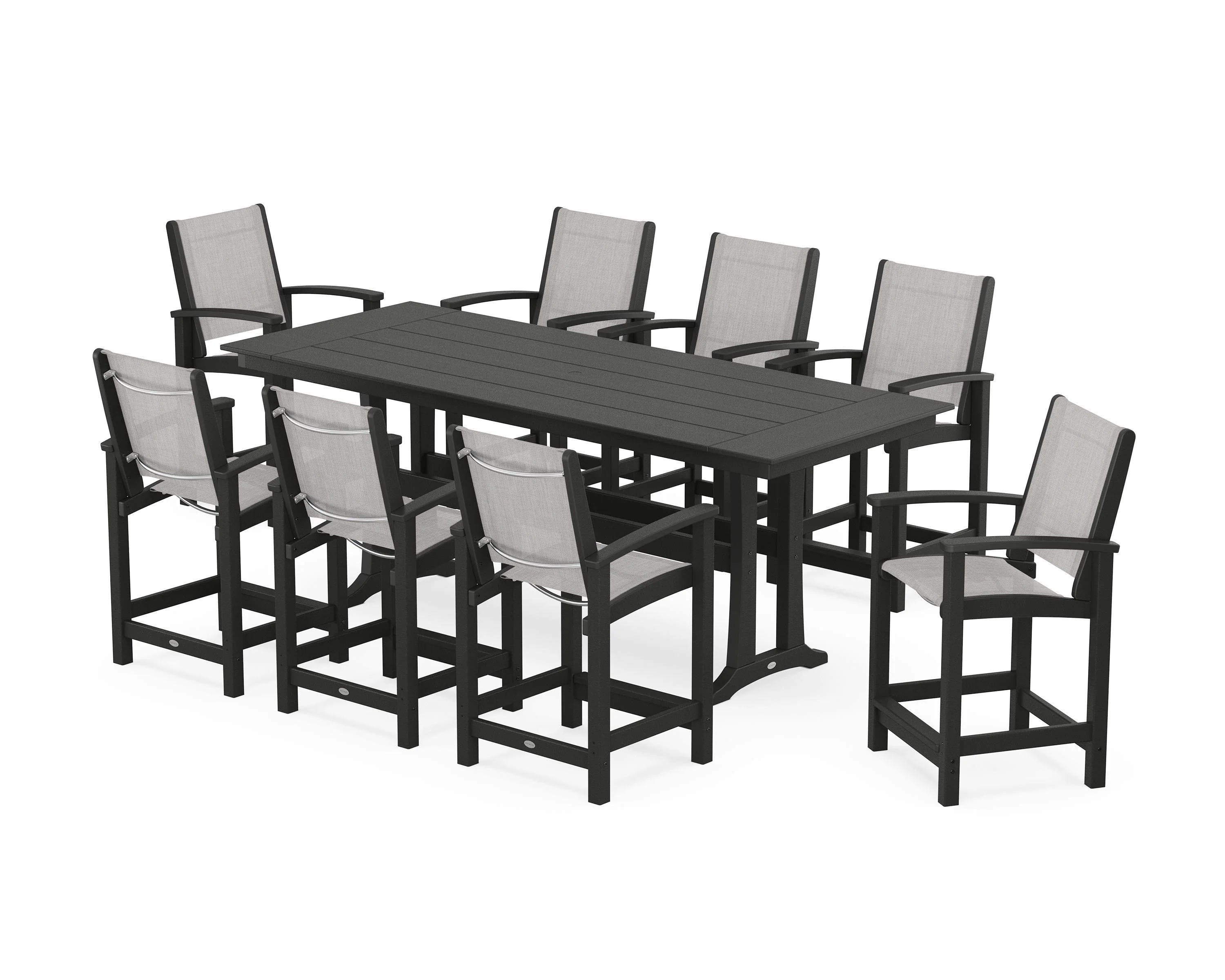 Coastal 9-Piece Farmhouse Counter Set with Trestle Legs - Image 103