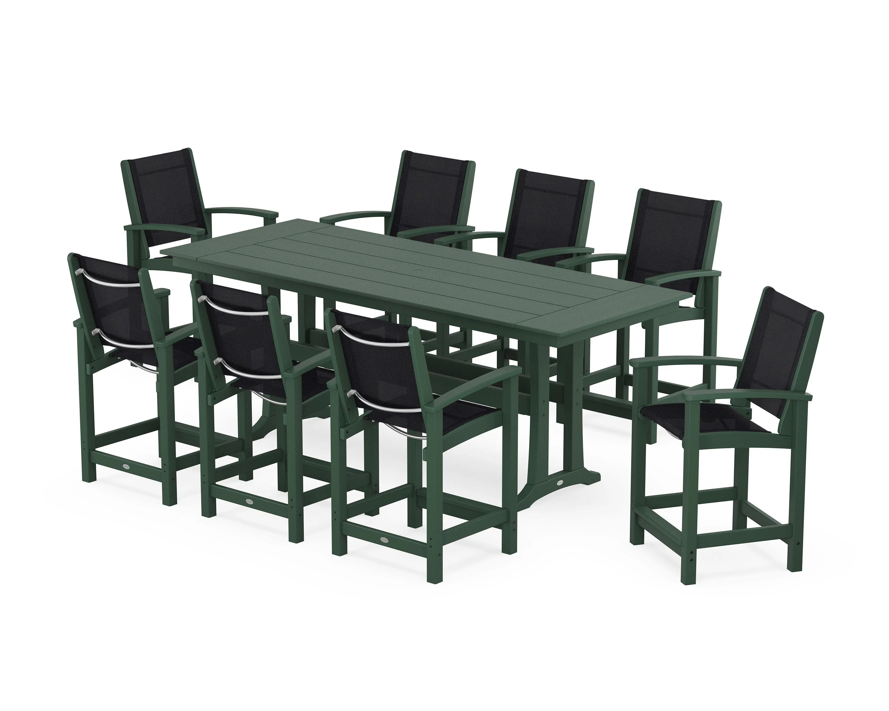 Coastal 9-Piece Farmhouse Counter Set with Trestle Legs - Image 104
