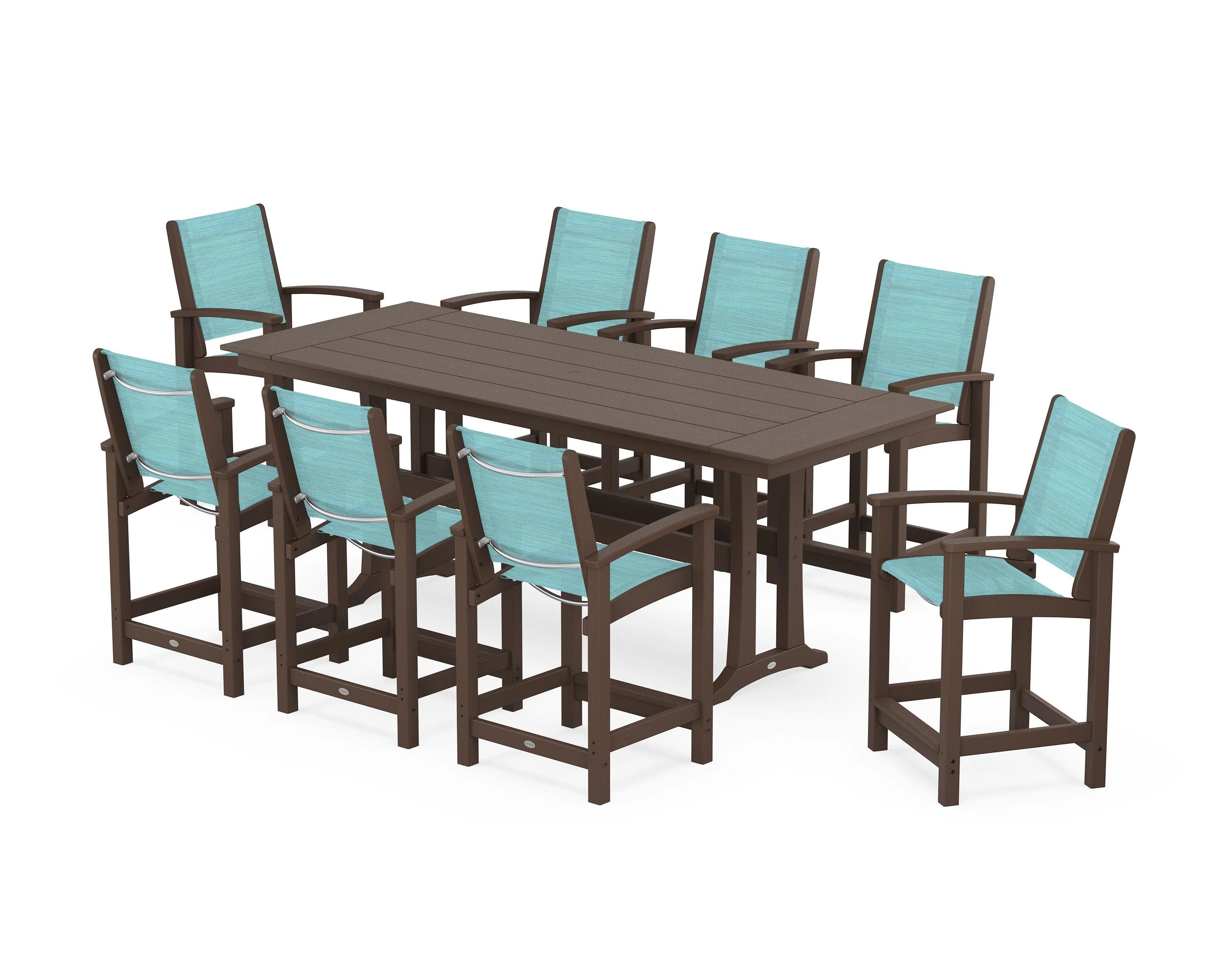 Coastal 9-Piece Farmhouse Counter Set with Trestle Legs - Image 106