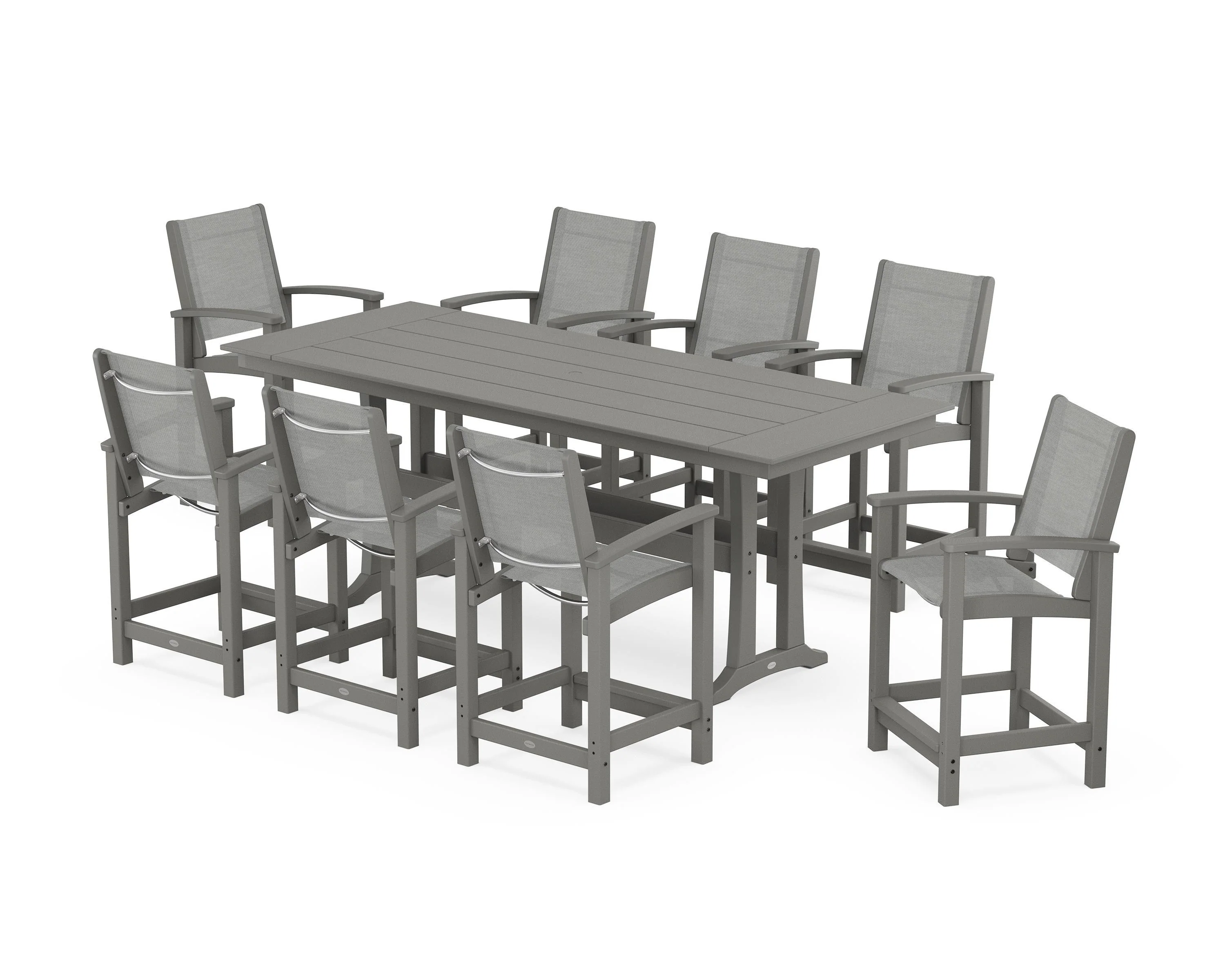 Coastal 9-Piece Farmhouse Counter Set with Trestle Legs - Image 108