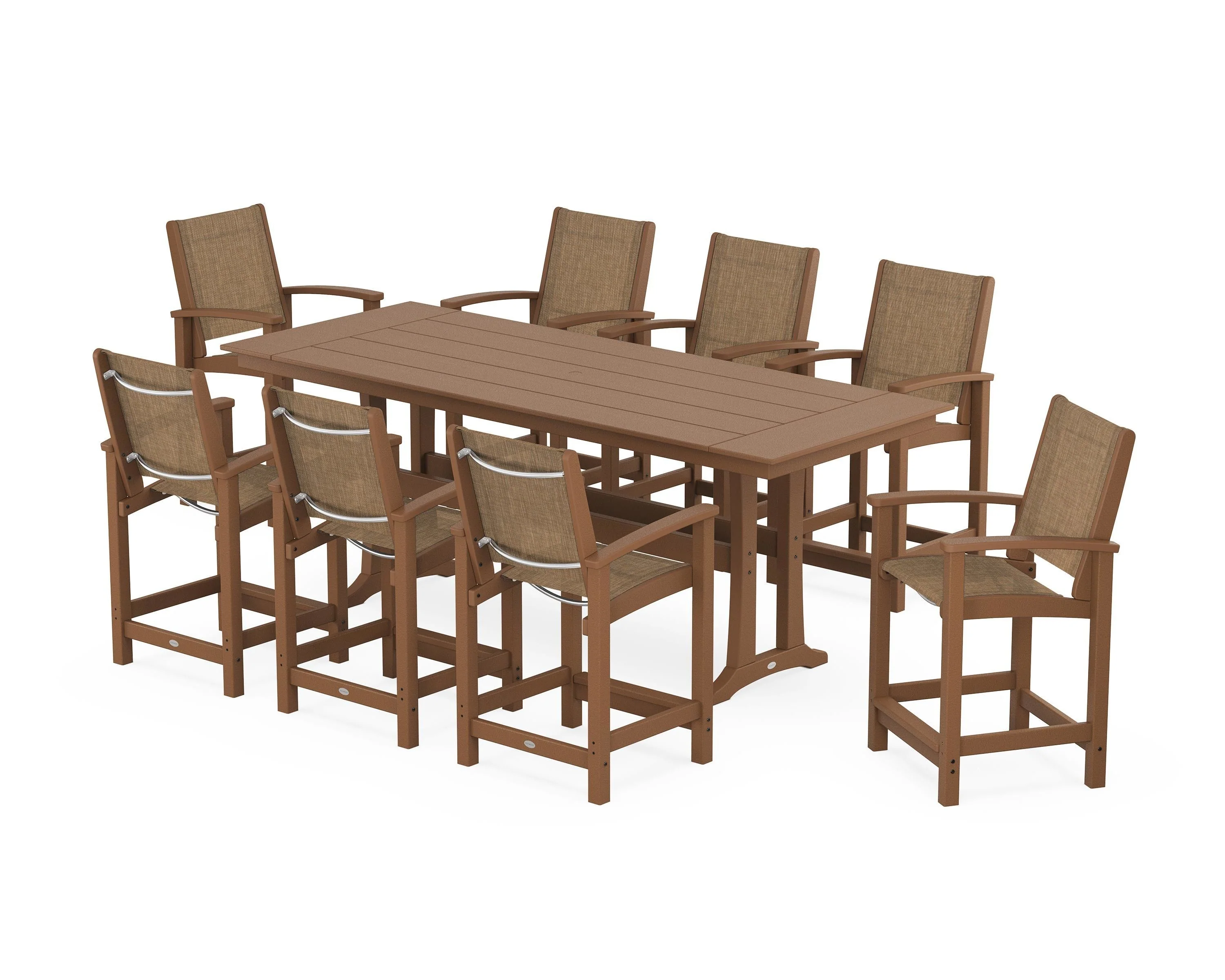 Coastal 9-Piece Farmhouse Counter Set with Trestle Legs - Image 110