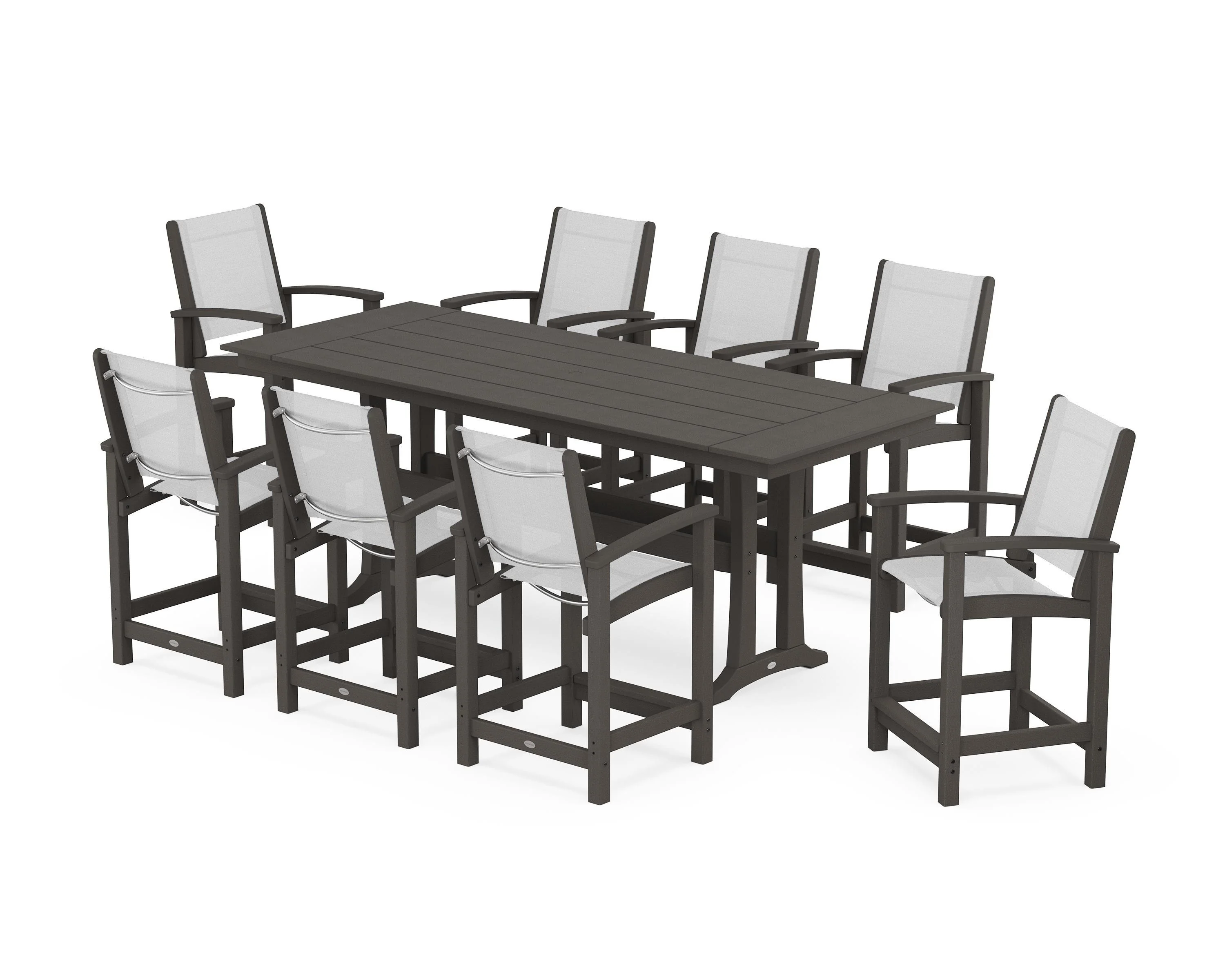 Coastal 9-Piece Farmhouse Counter Set with Trestle Legs - Image 112