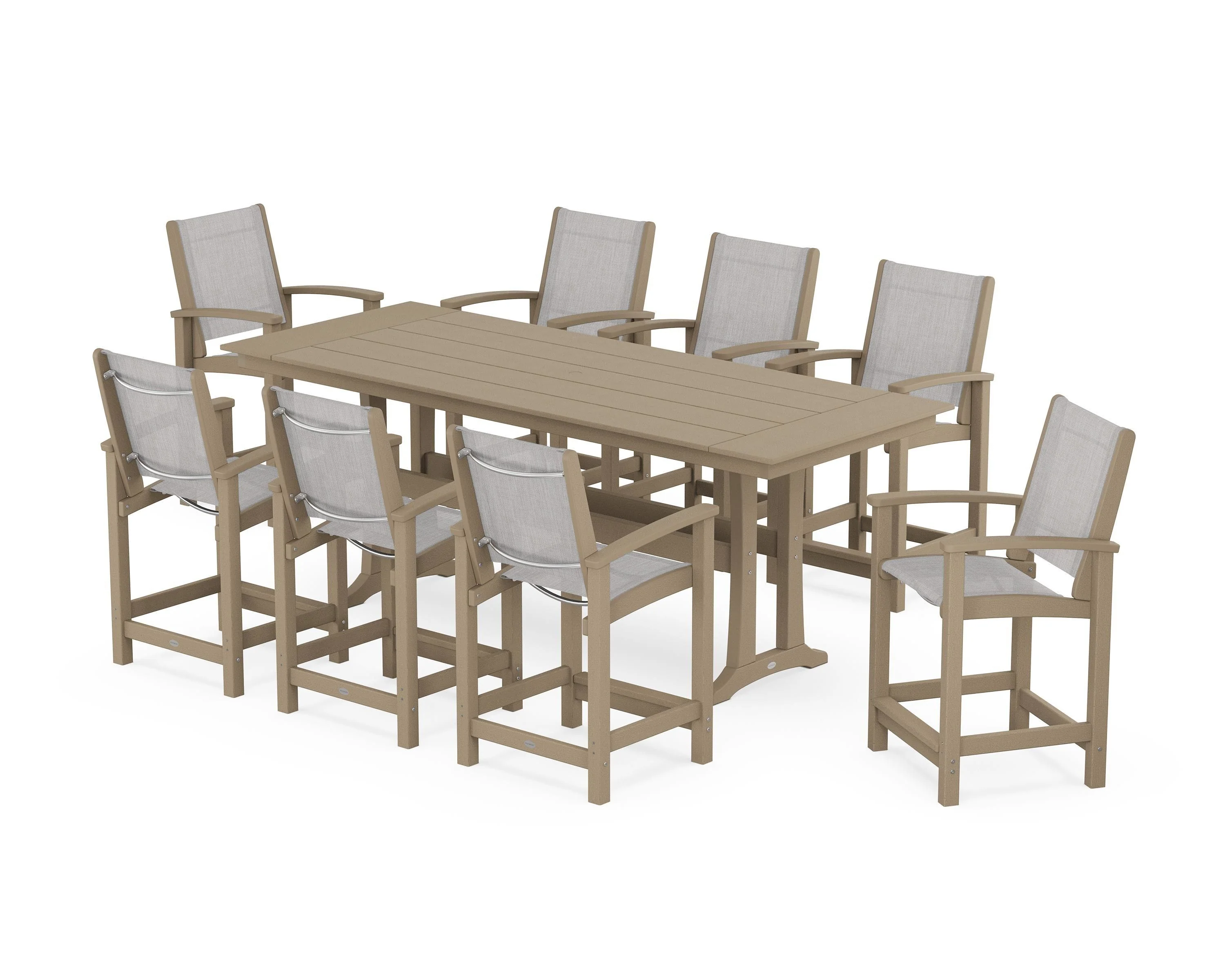 Coastal 9-Piece Farmhouse Counter Set with Trestle Legs - Image 113