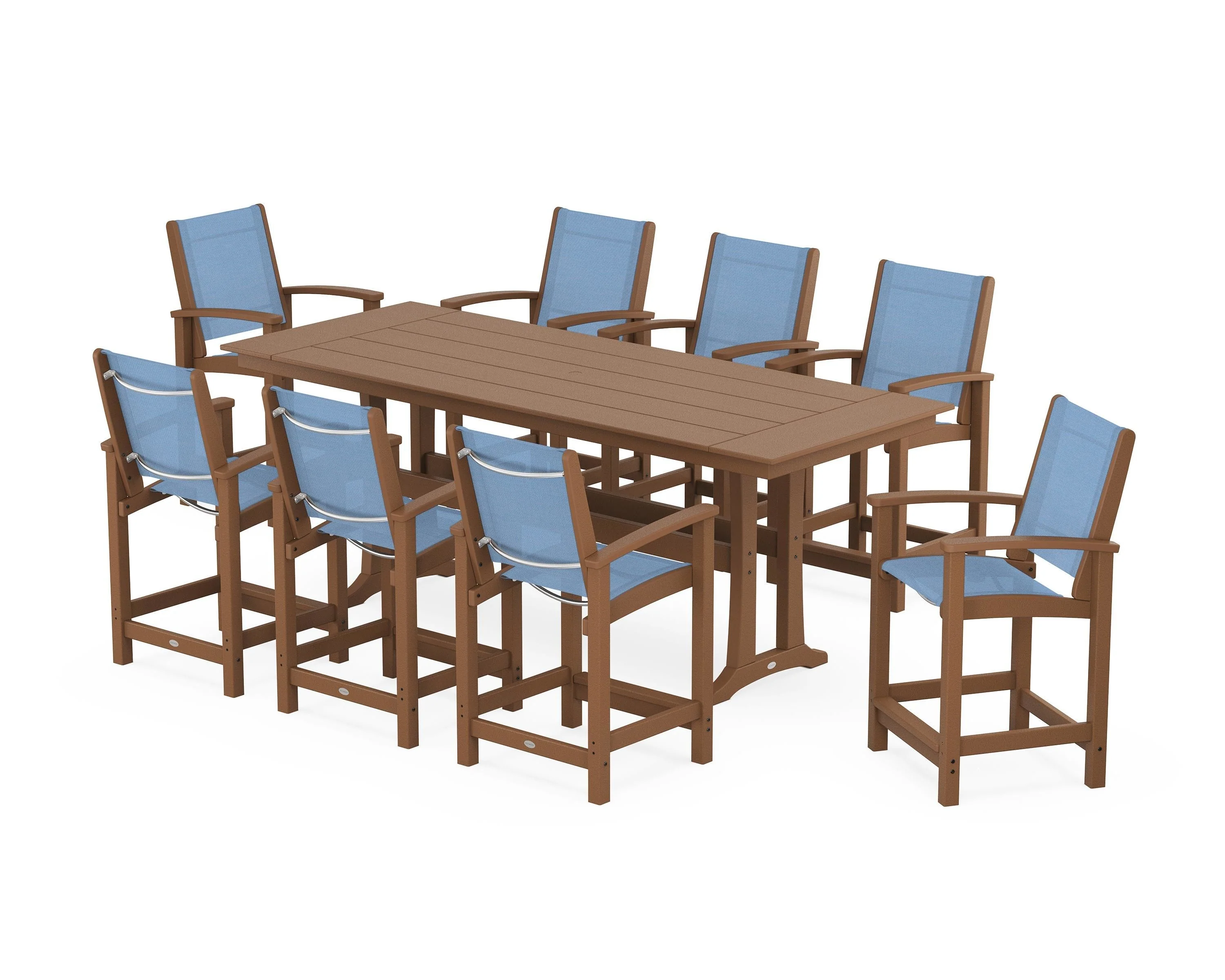 Coastal 9-Piece Farmhouse Counter Set with Trestle Legs - Image 116