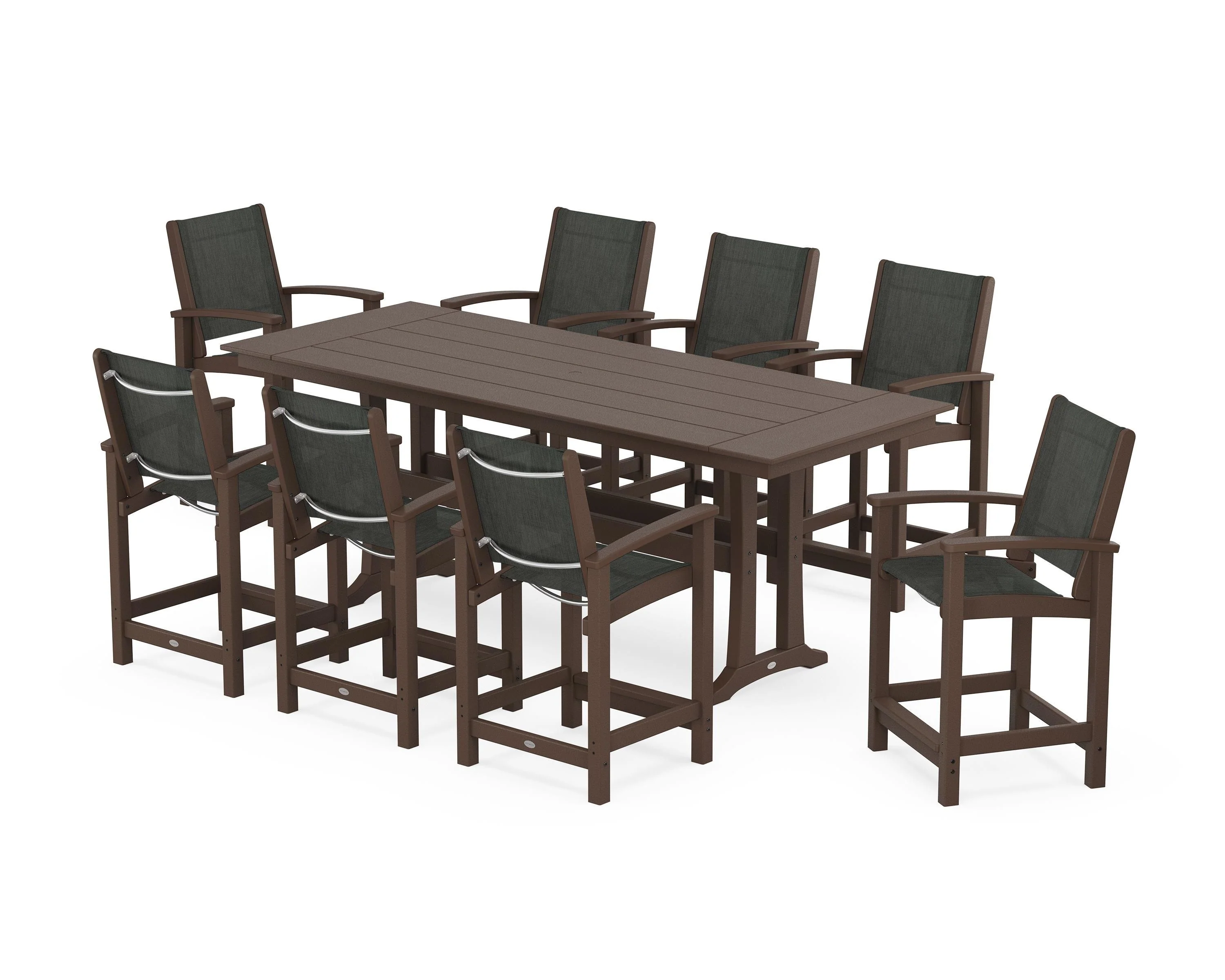 Coastal 9-Piece Farmhouse Counter Set with Trestle Legs - Image 118