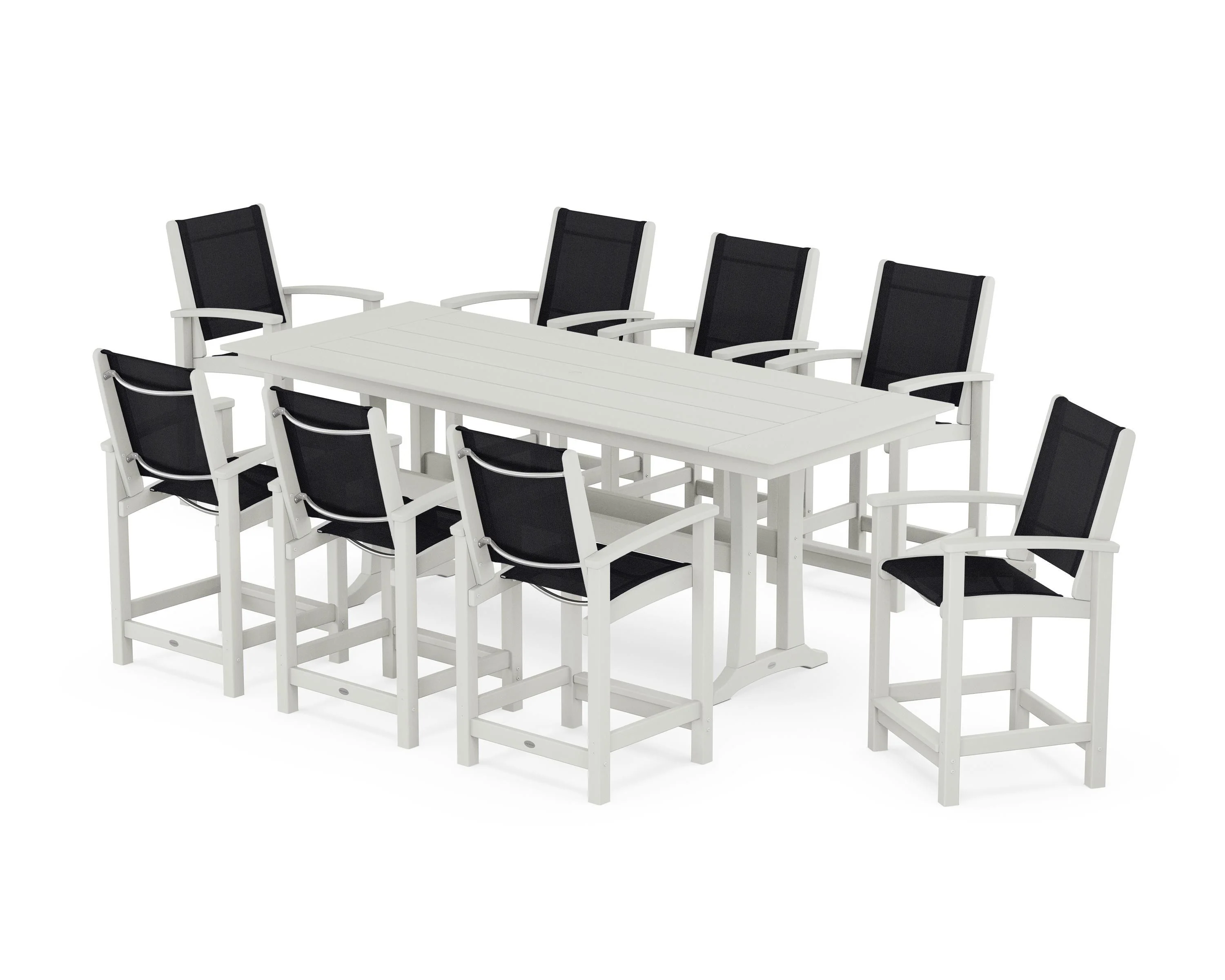 Coastal 9-Piece Farmhouse Counter Set with Trestle Legs - Image 12