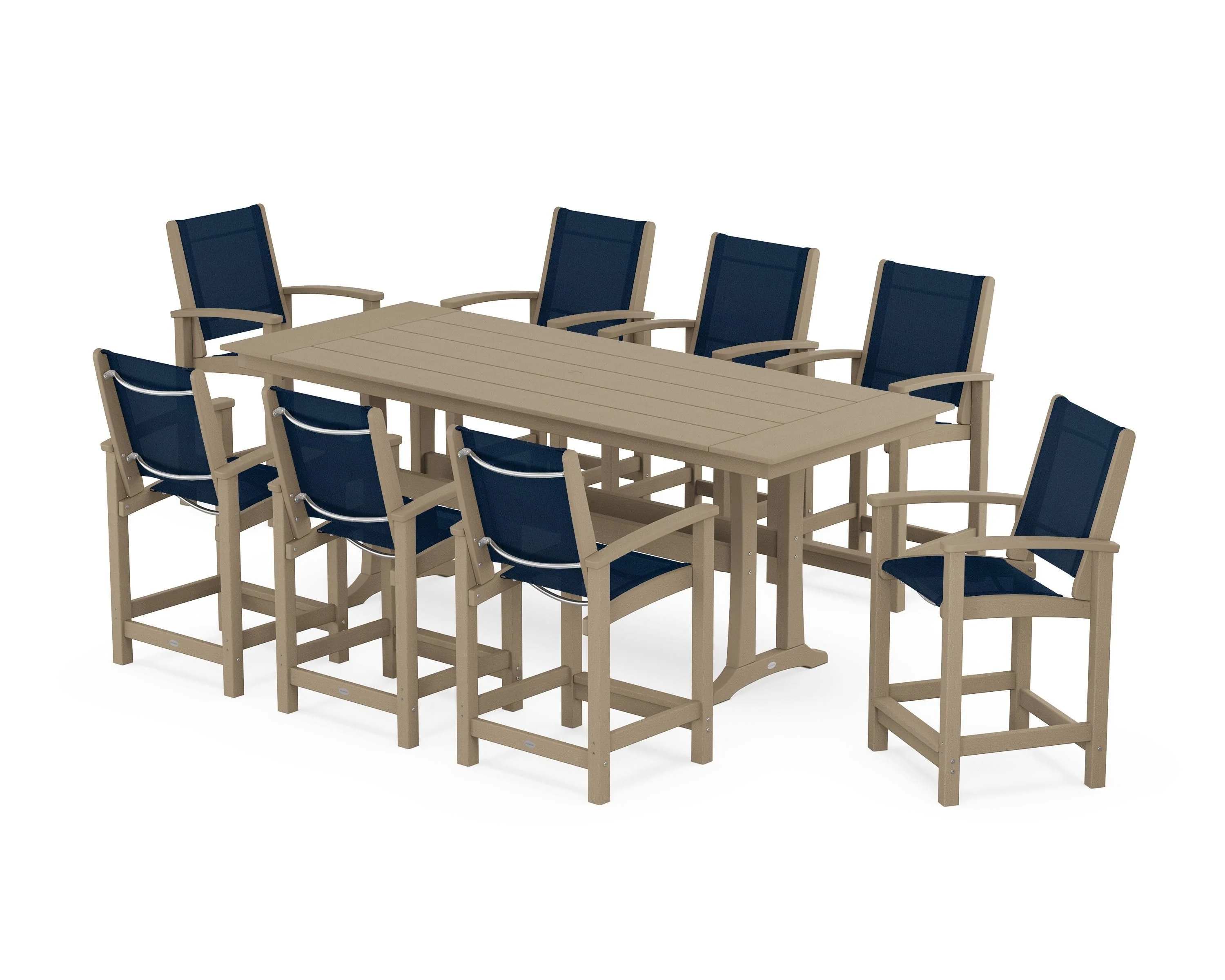 Coastal 9-Piece Farmhouse Counter Set with Trestle Legs - Image 120